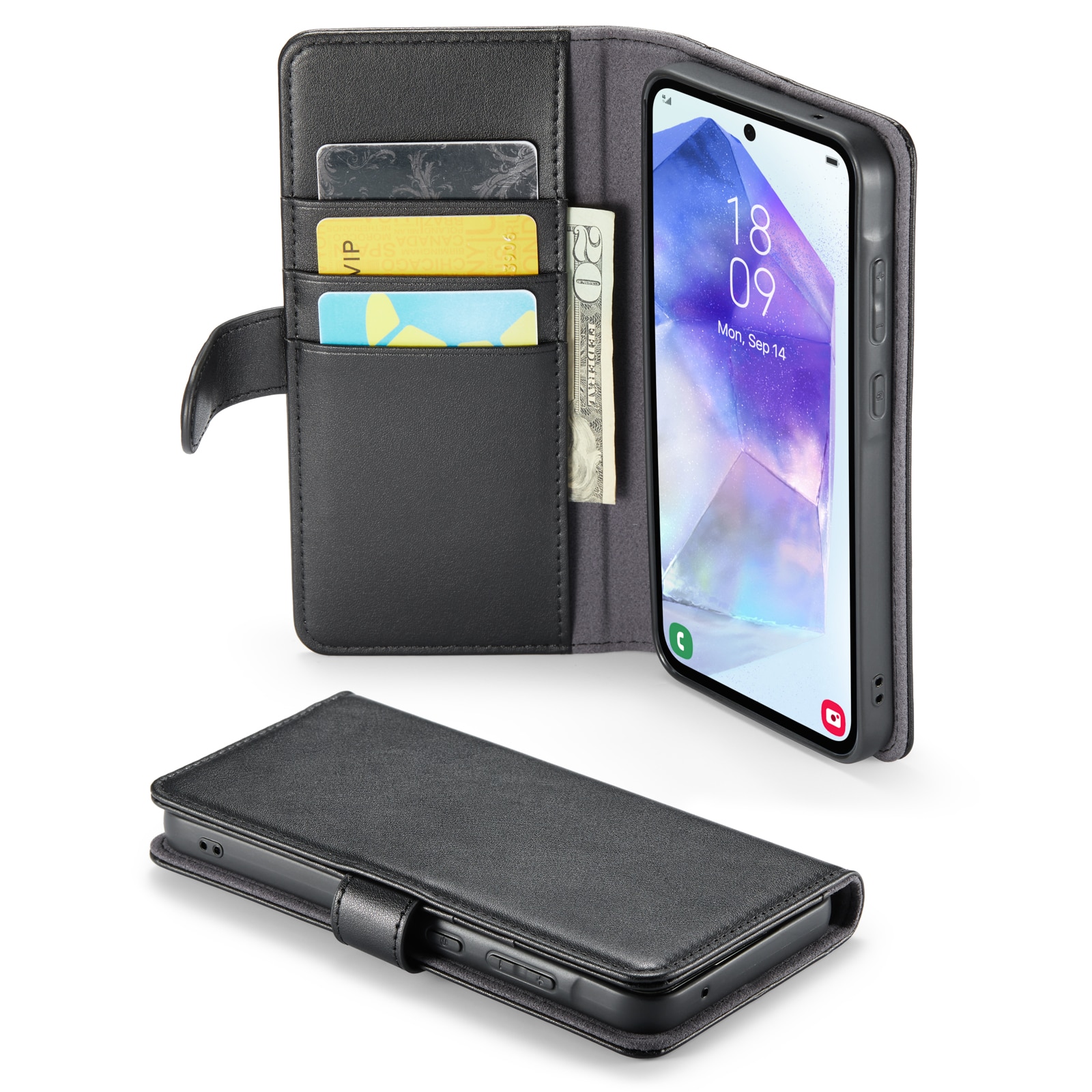 Funda de cuero genuino Samsung Galaxy A35, Negro