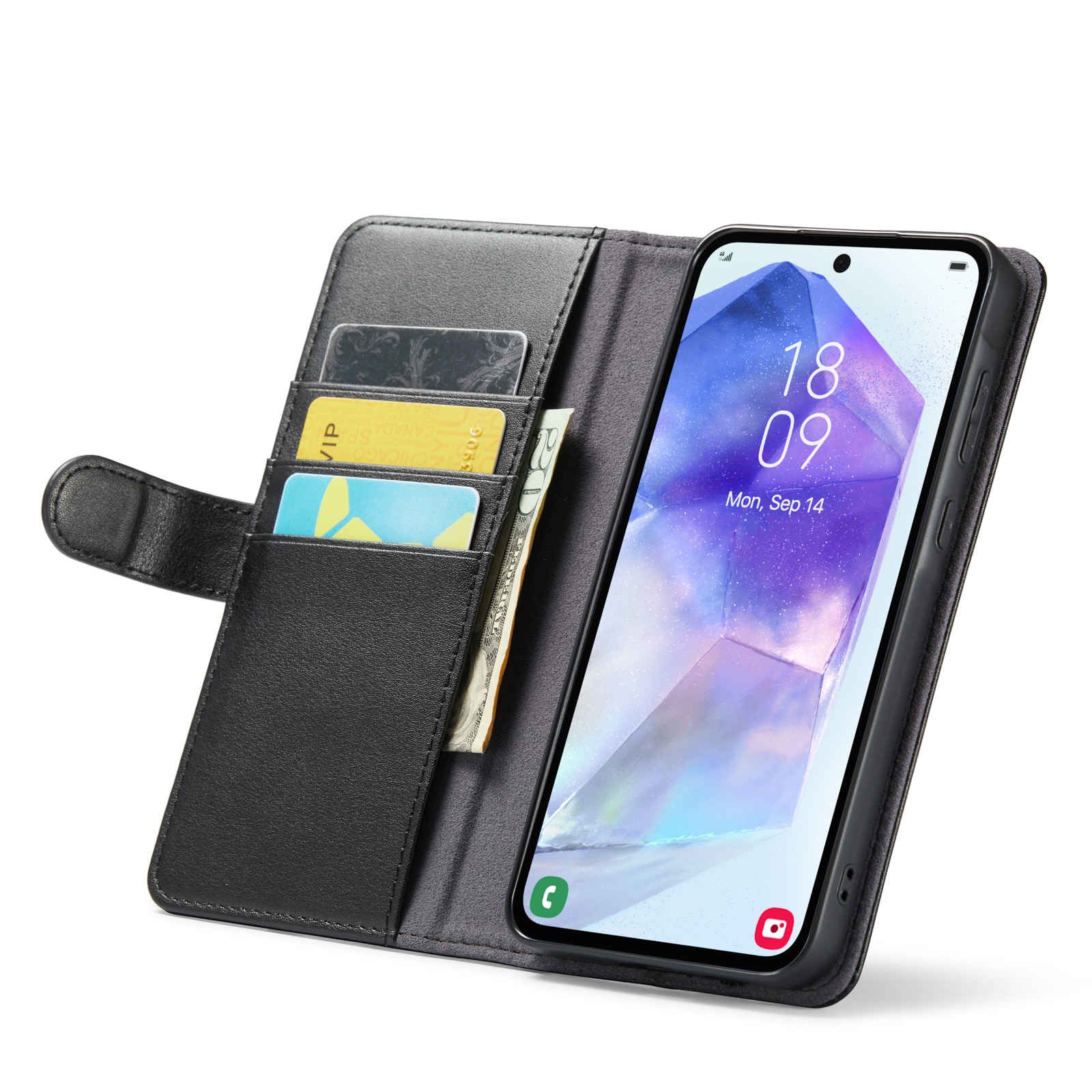 Funda de cuero genuino Samsung Galaxy A35, Negro