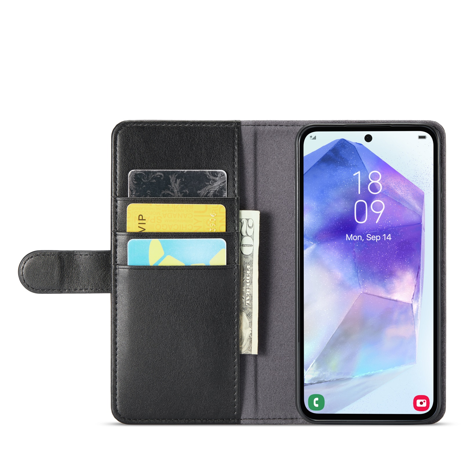 Funda de cuero genuino Samsung Galaxy A35, Negro