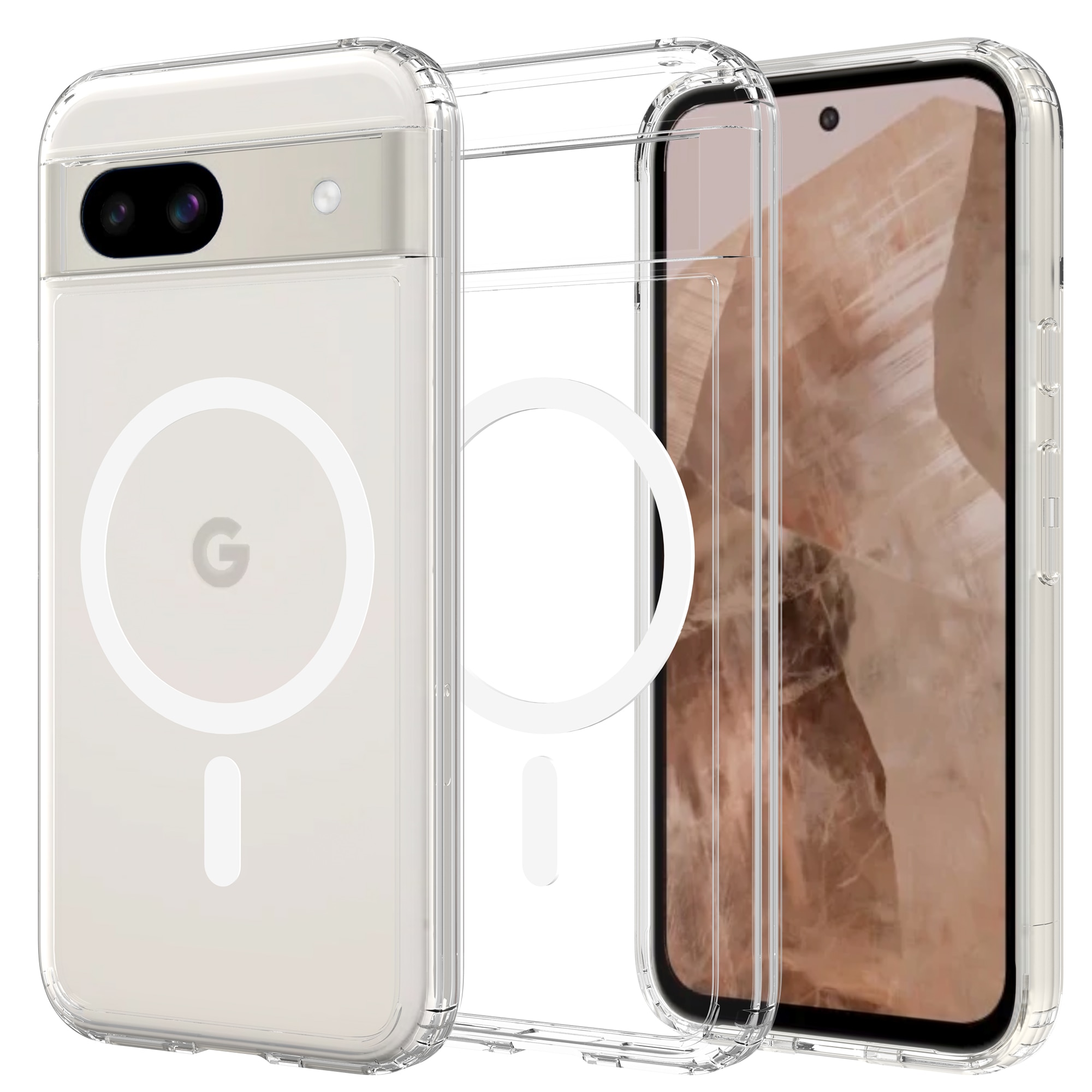 Funda híbrida MagSafe Google Pixel 8a transparente