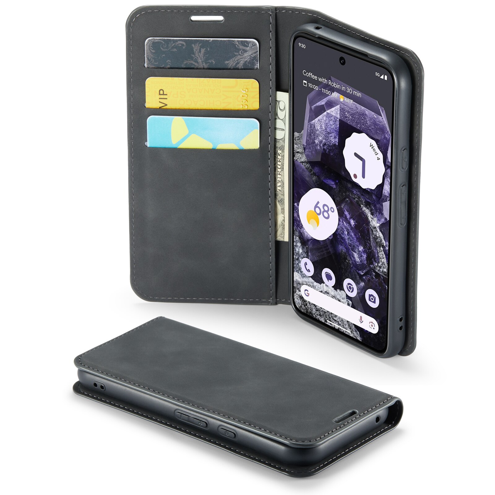 Funda delgada cartera Google Pixel 8a Negro