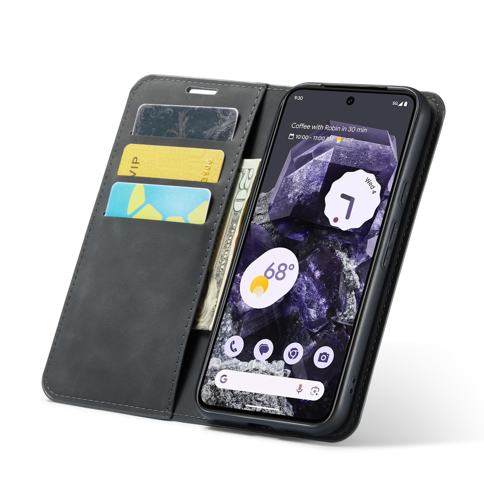 Funda delgada cartera Google Pixel 8a Negro