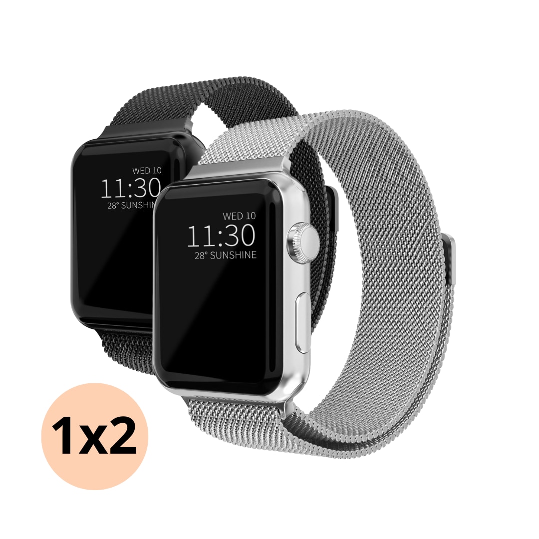 Kit para Apple Watch 41mm Series 7 Pulsera milanesa negro & plata