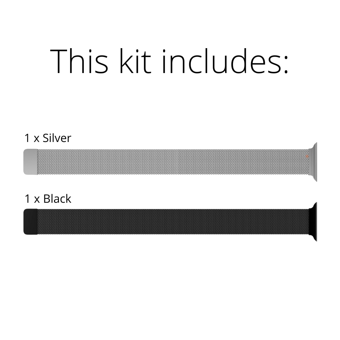 Kit para Apple Watch 44mm Pulsera milanesa negro & plata