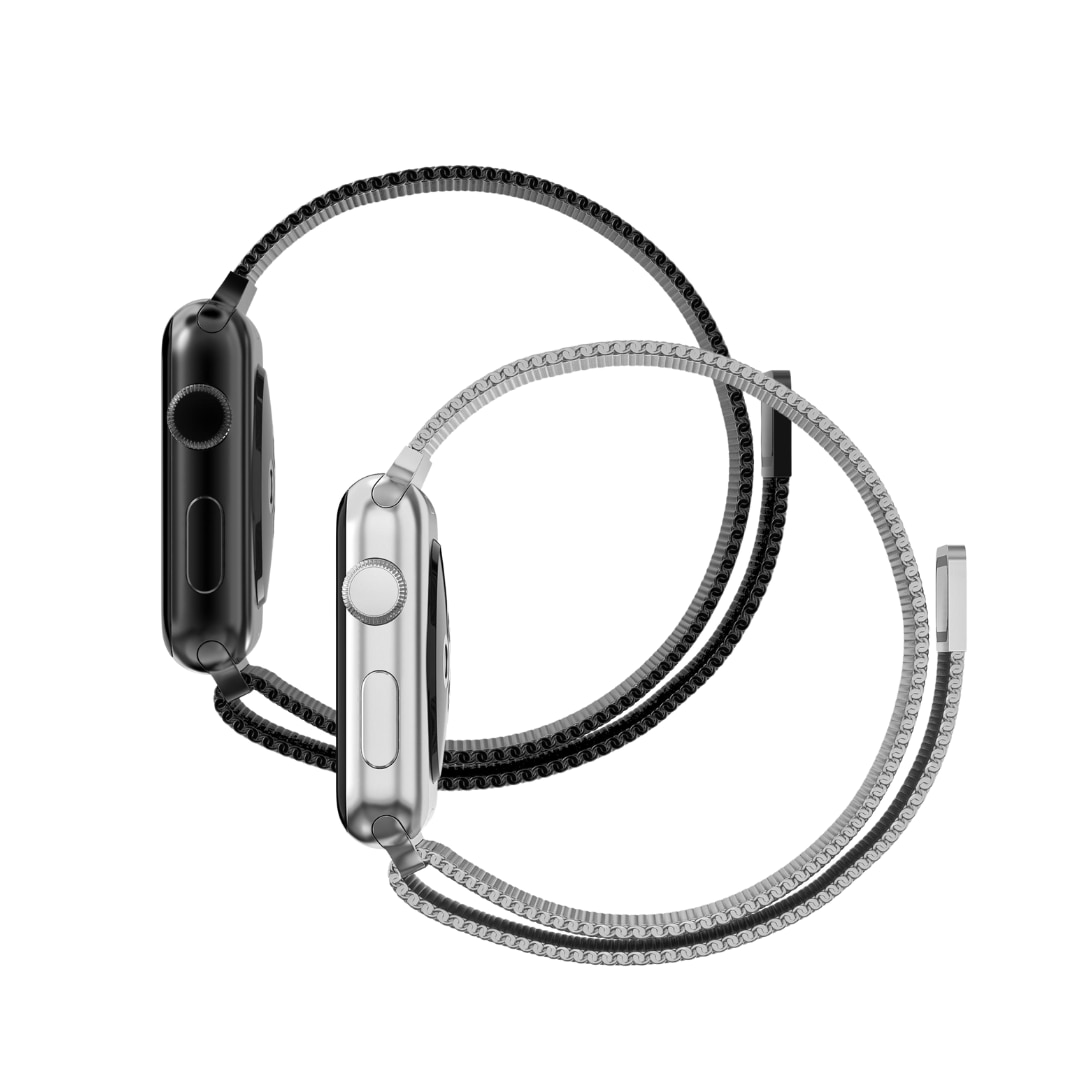 Kit para Apple Watch 45mm Series 9 Pulsera milanesa negro & plata