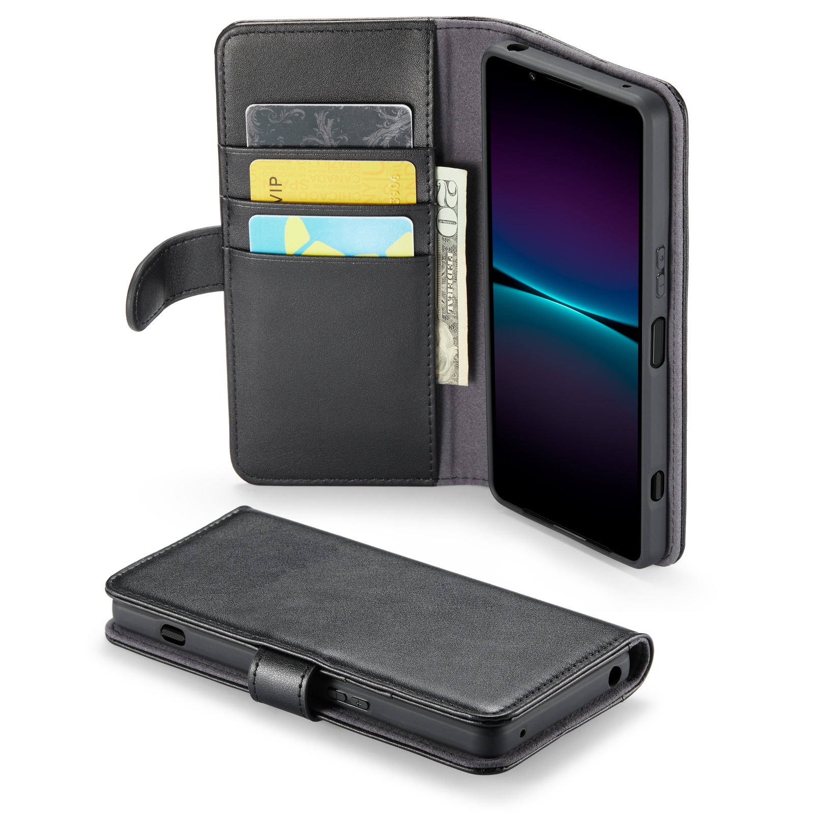 Funda de cuero genuino Sony Xperia 1 VI, Negro