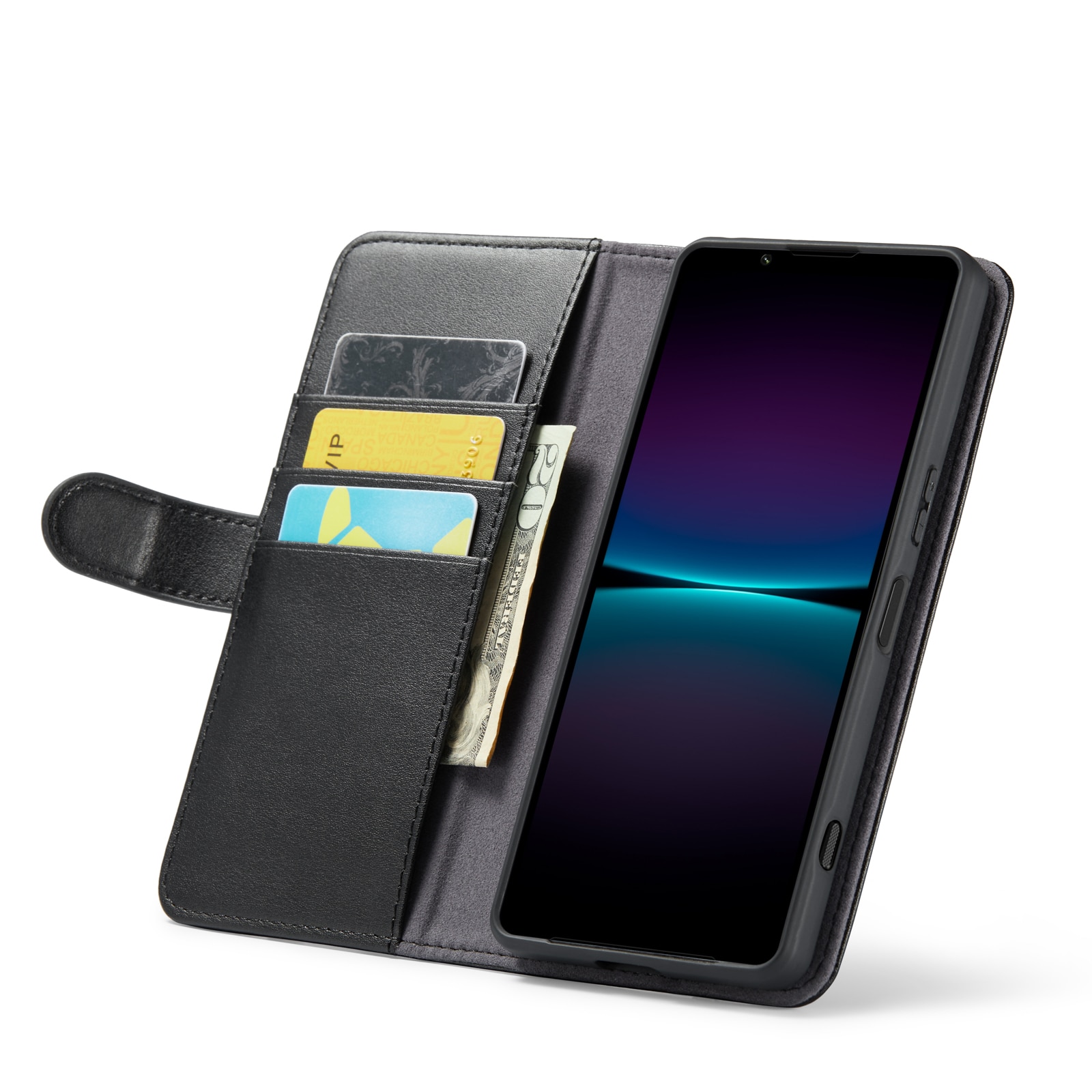 Funda de cuero genuino Sony Xperia 1 VII, Negro
