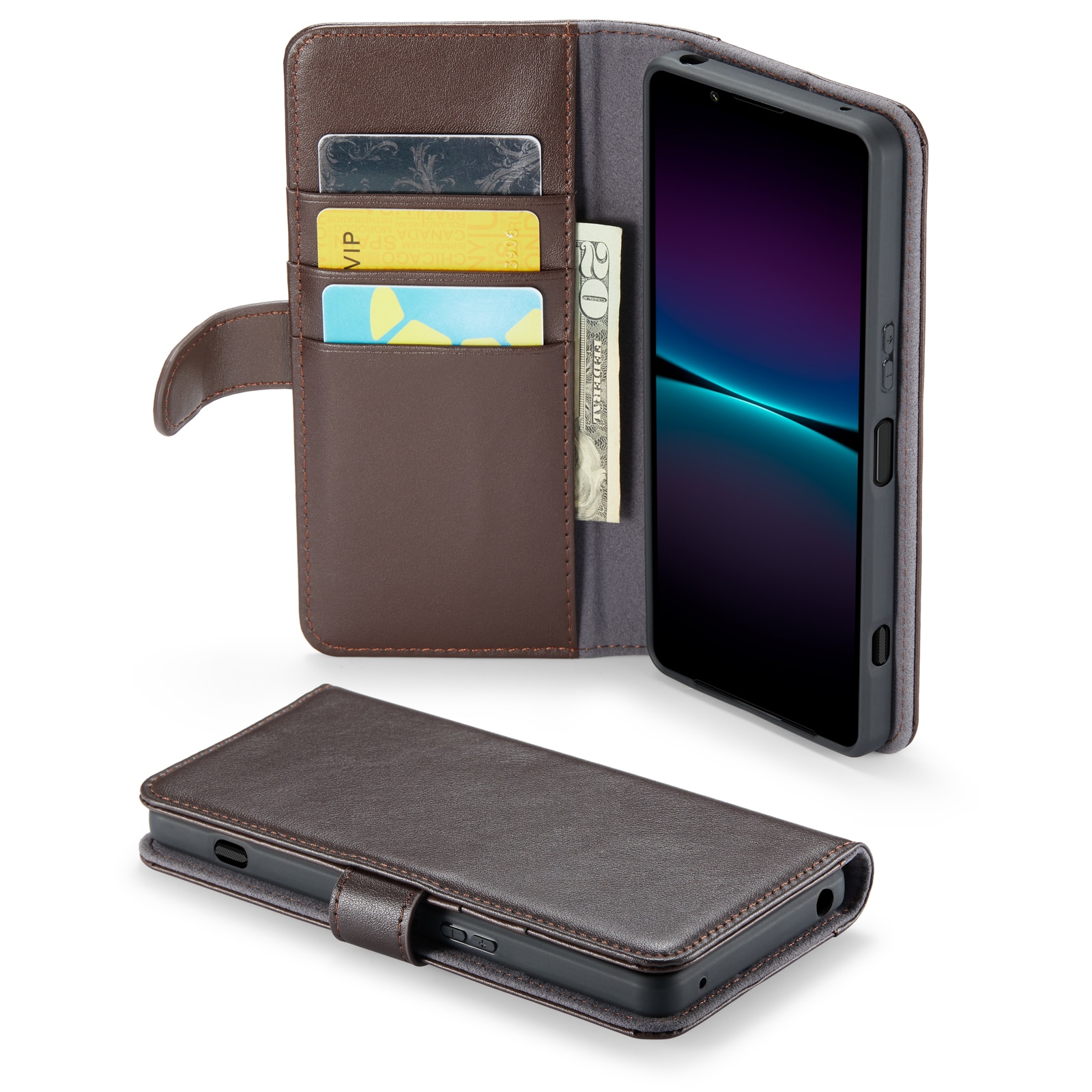 Funda de cuero genuino Sony Xperia 1 VI, Marrón