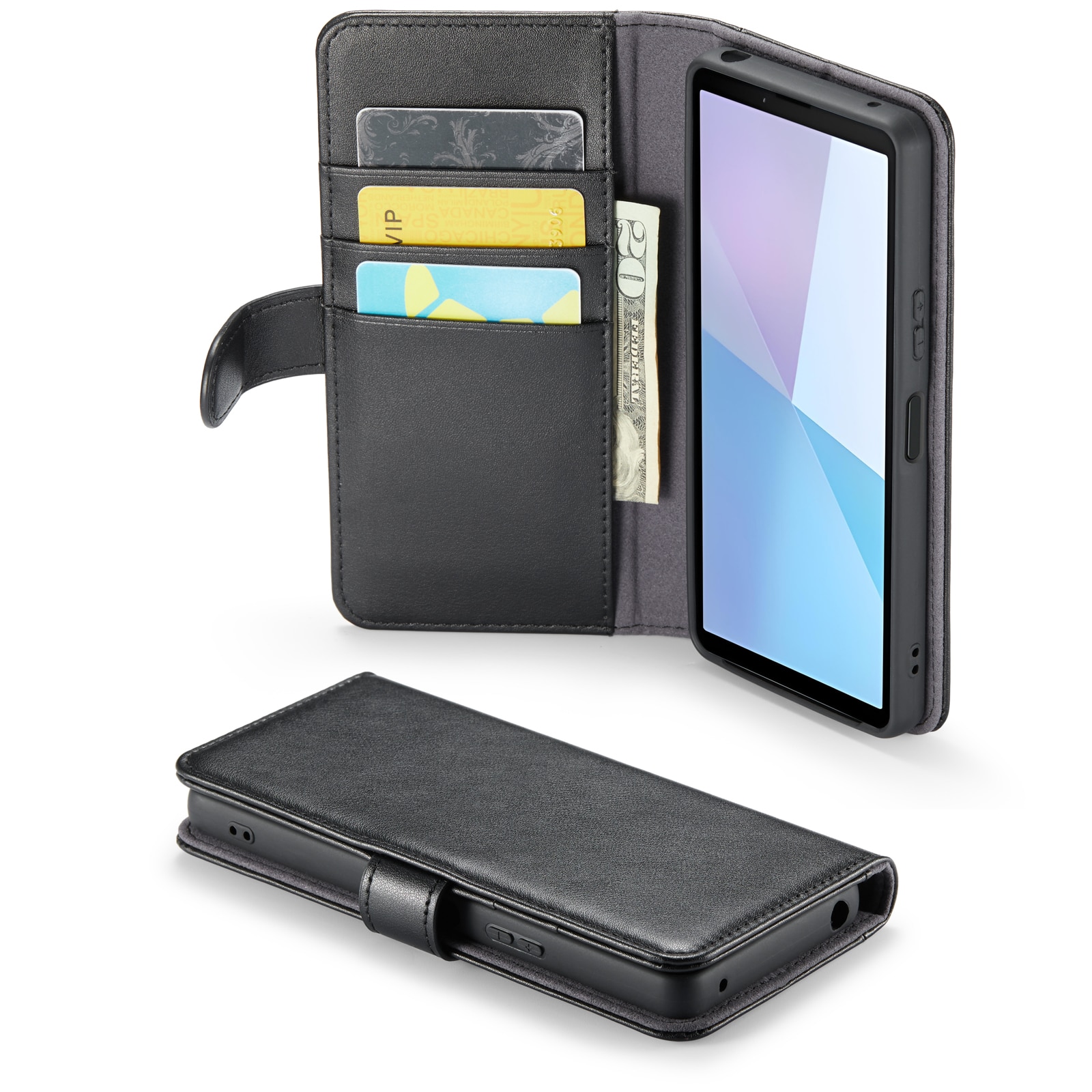 Funda de cuero genuino Sony Xperia 10 VI, Negro