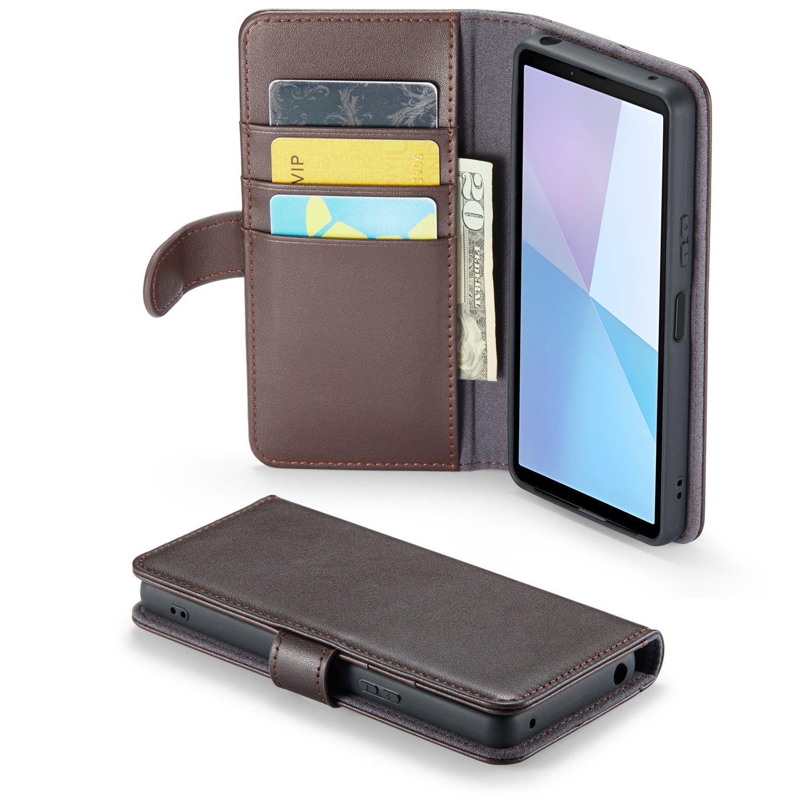 Funda de cuero genuino Sony Xperia 10 VI, Marrón