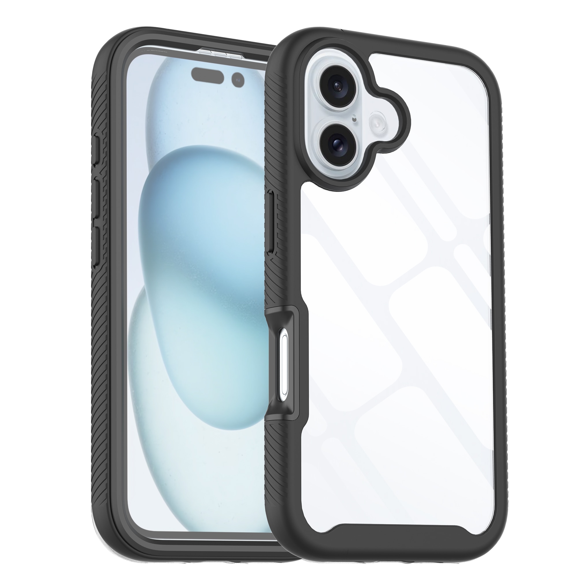 Funda Full Protection iPhone 16 Plus Negro/transparente