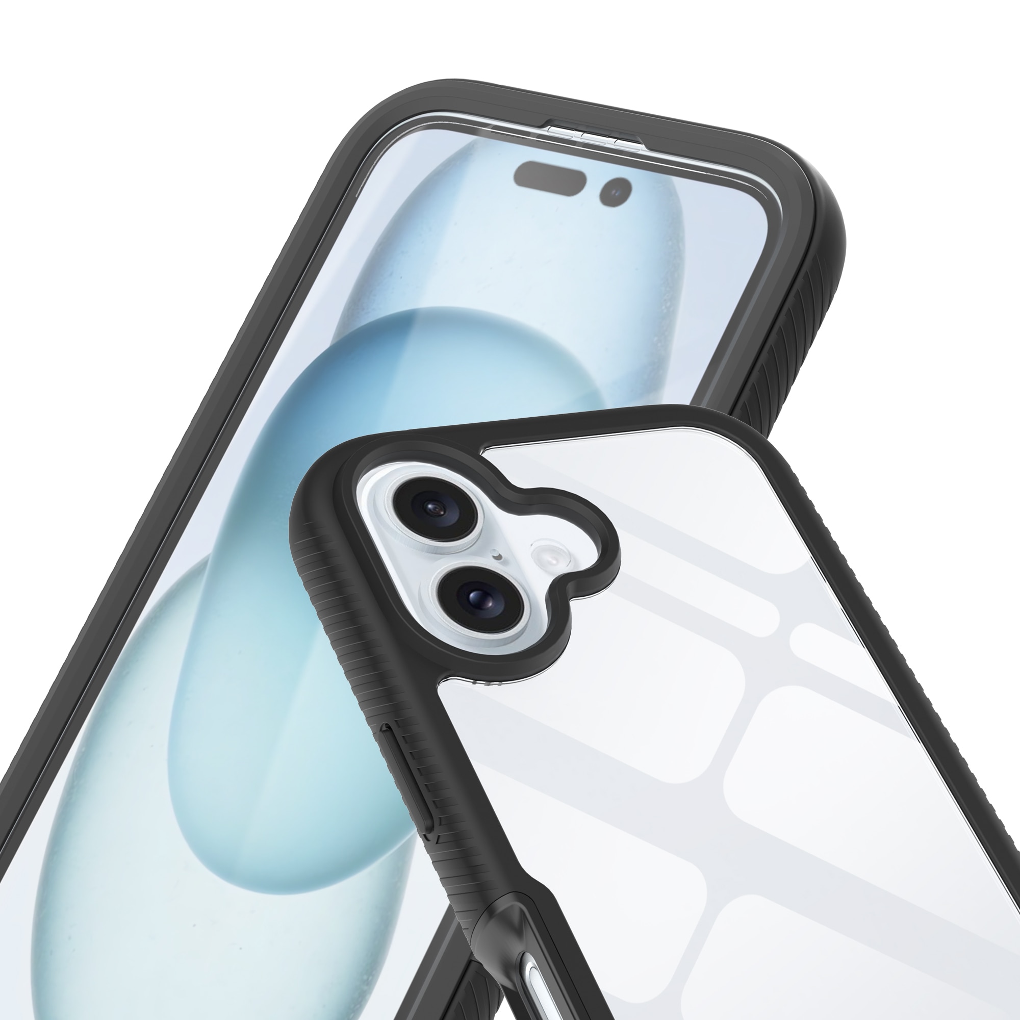 Funda Full Protection iPhone 16 Plus Negro/transparente
