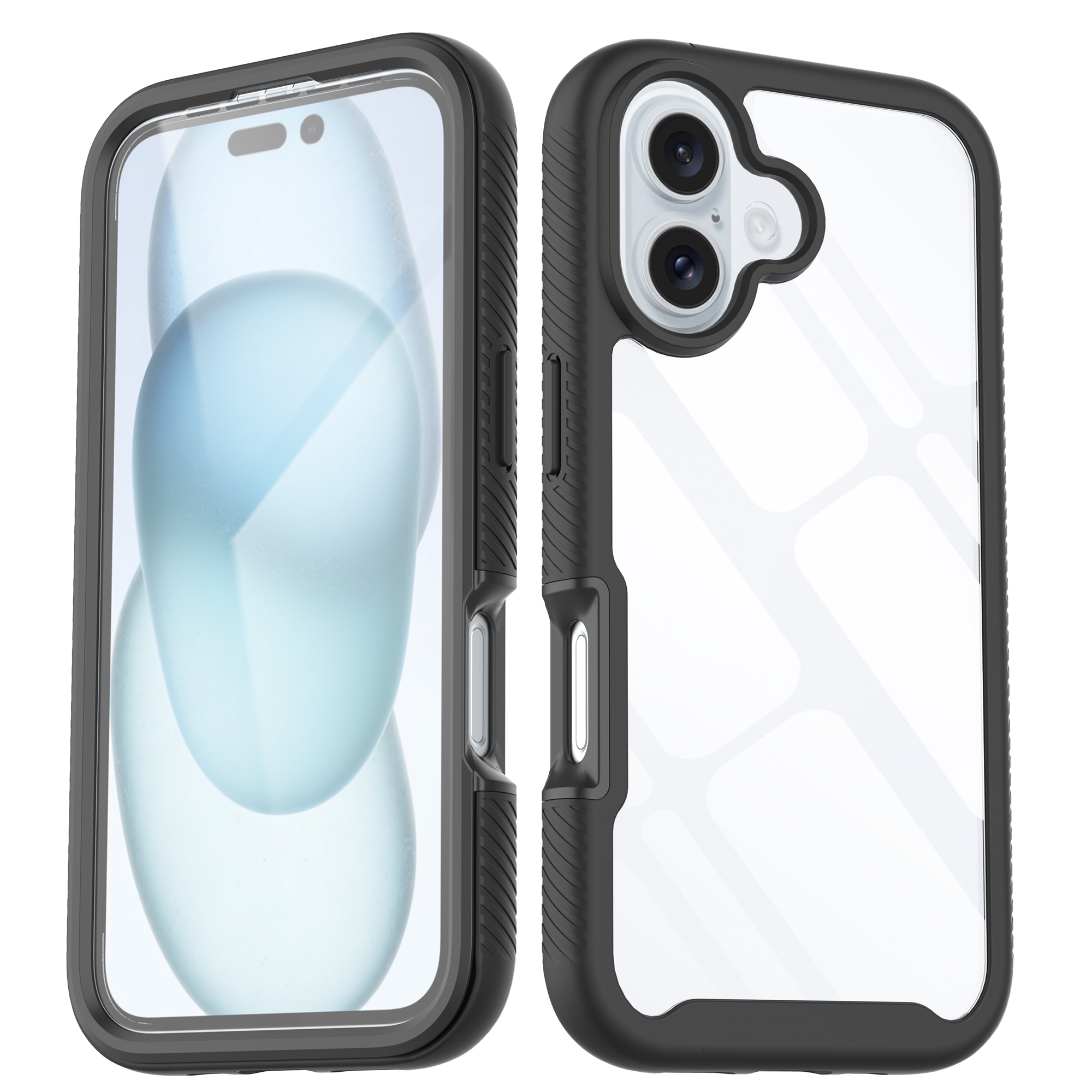 Funda Full Protection iPhone 16 Plus Negro/transparente