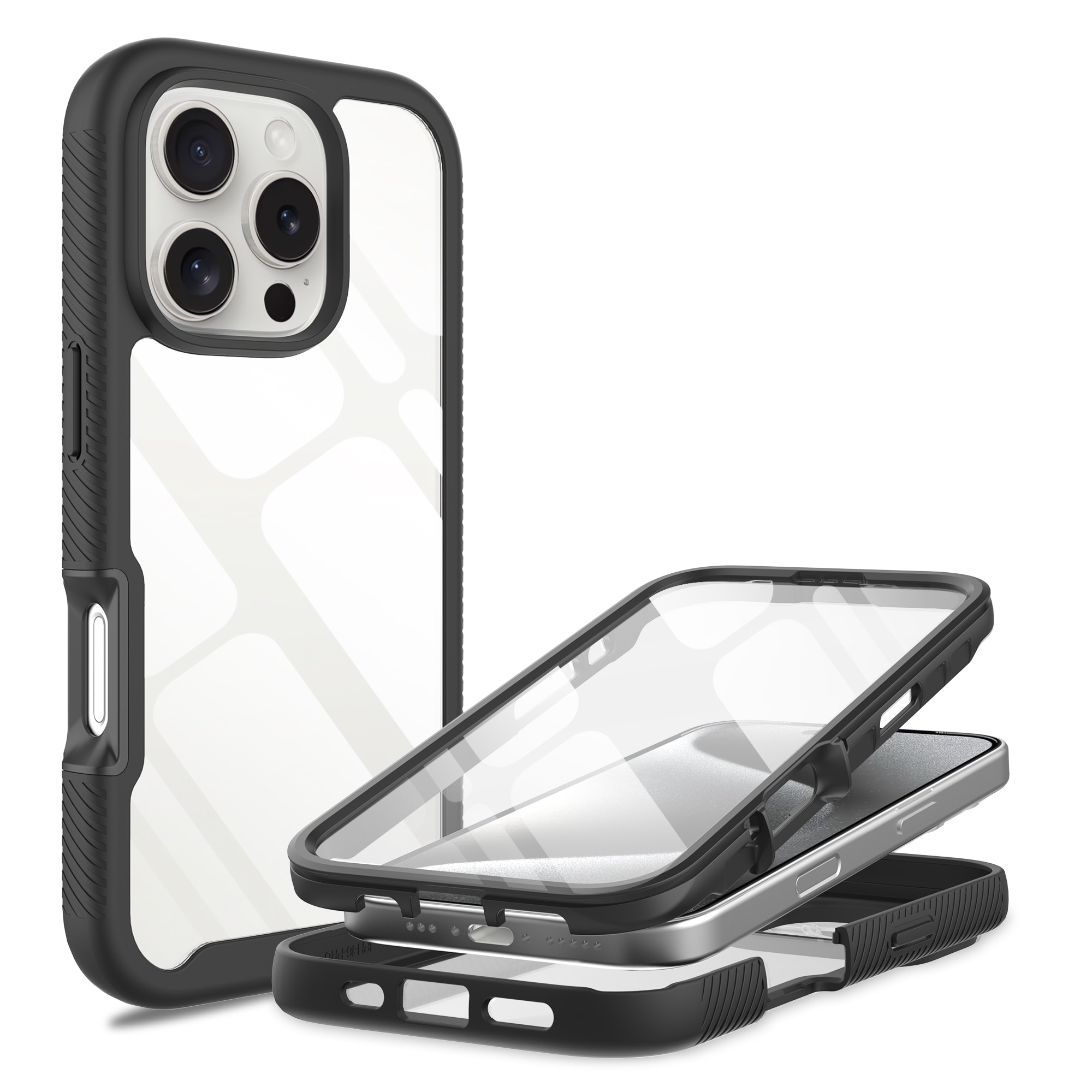 Funda Full Protection iPhone 16 Pro Negro/transparente