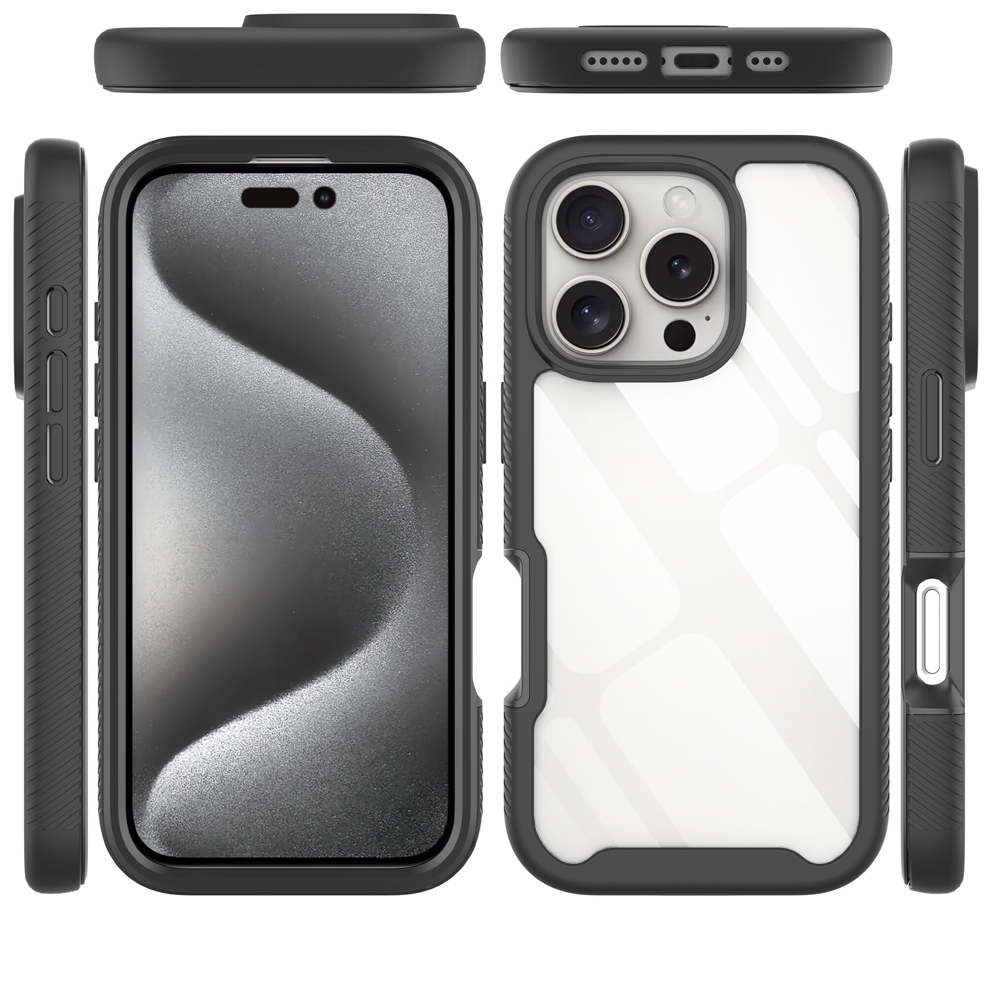 Funda Full Protection iPhone 16 Pro Negro/transparente
