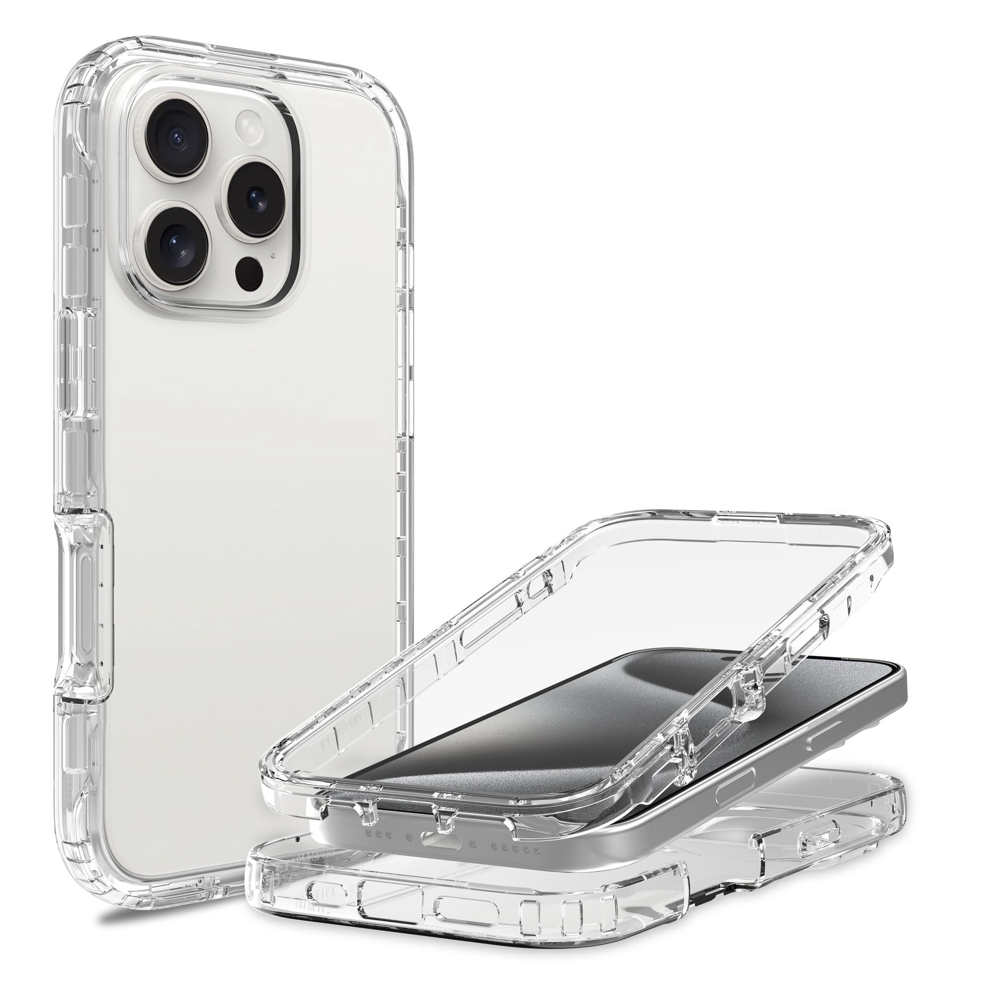 Funda con cobertura total iPhone 16 Pro Transparente