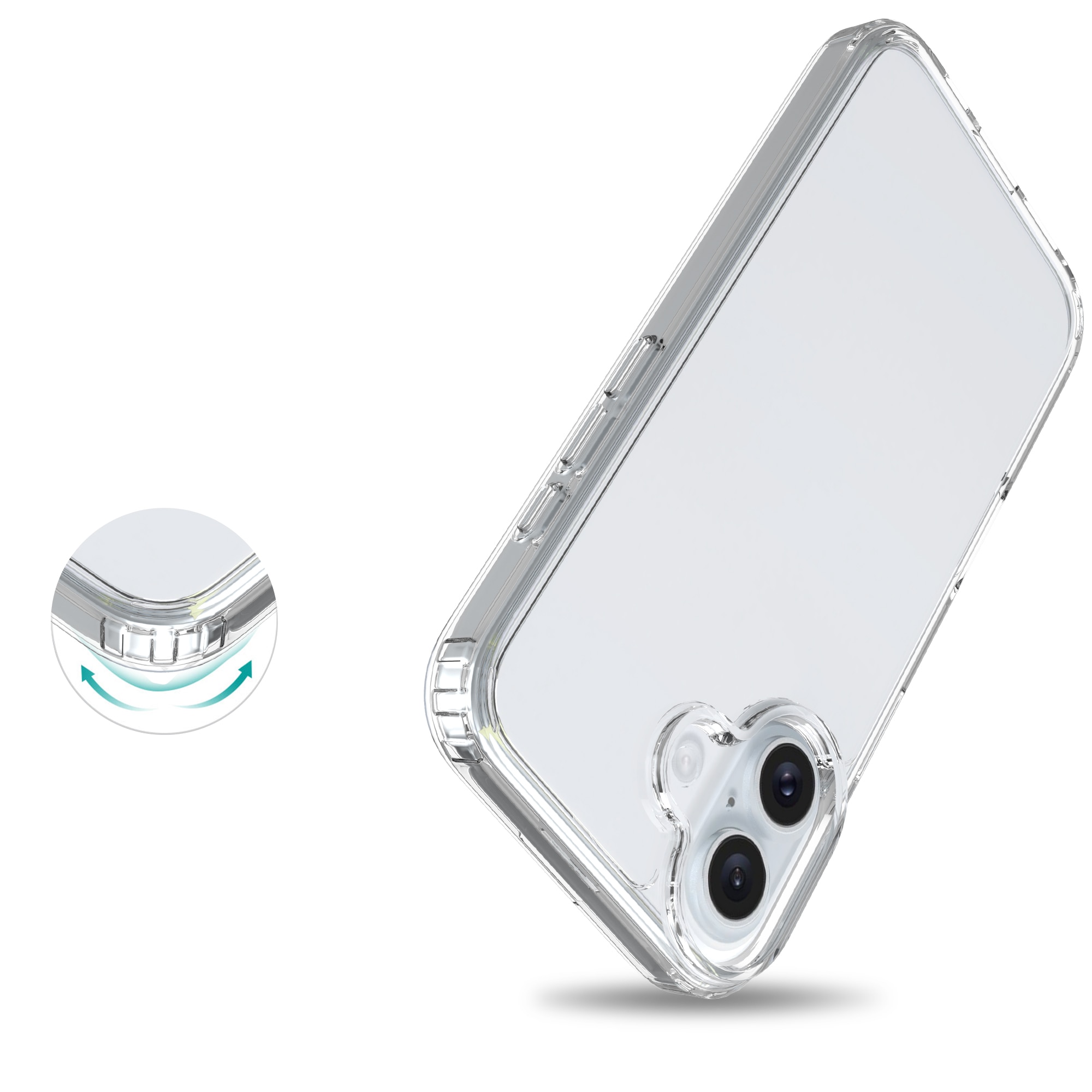 Funda híbrida para iPhone 16 Plus Transparente