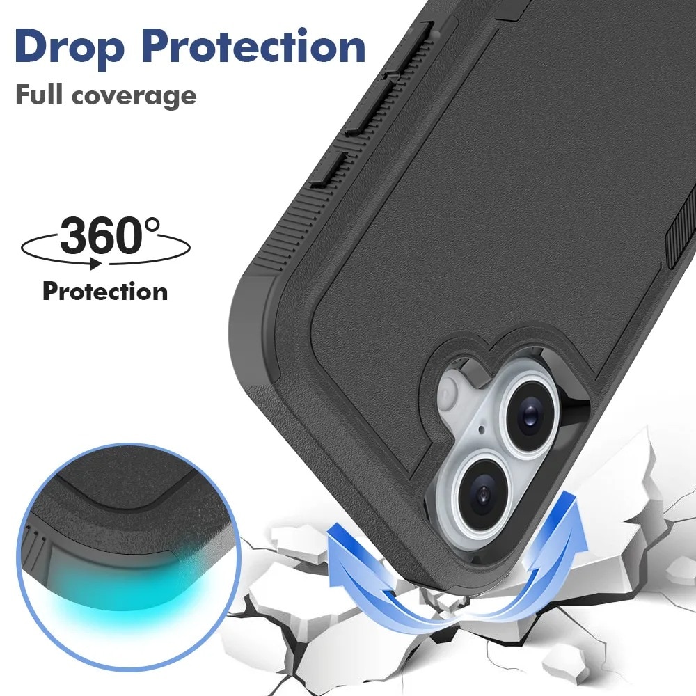 Funda híbrida Off-road iPhone 16, negro