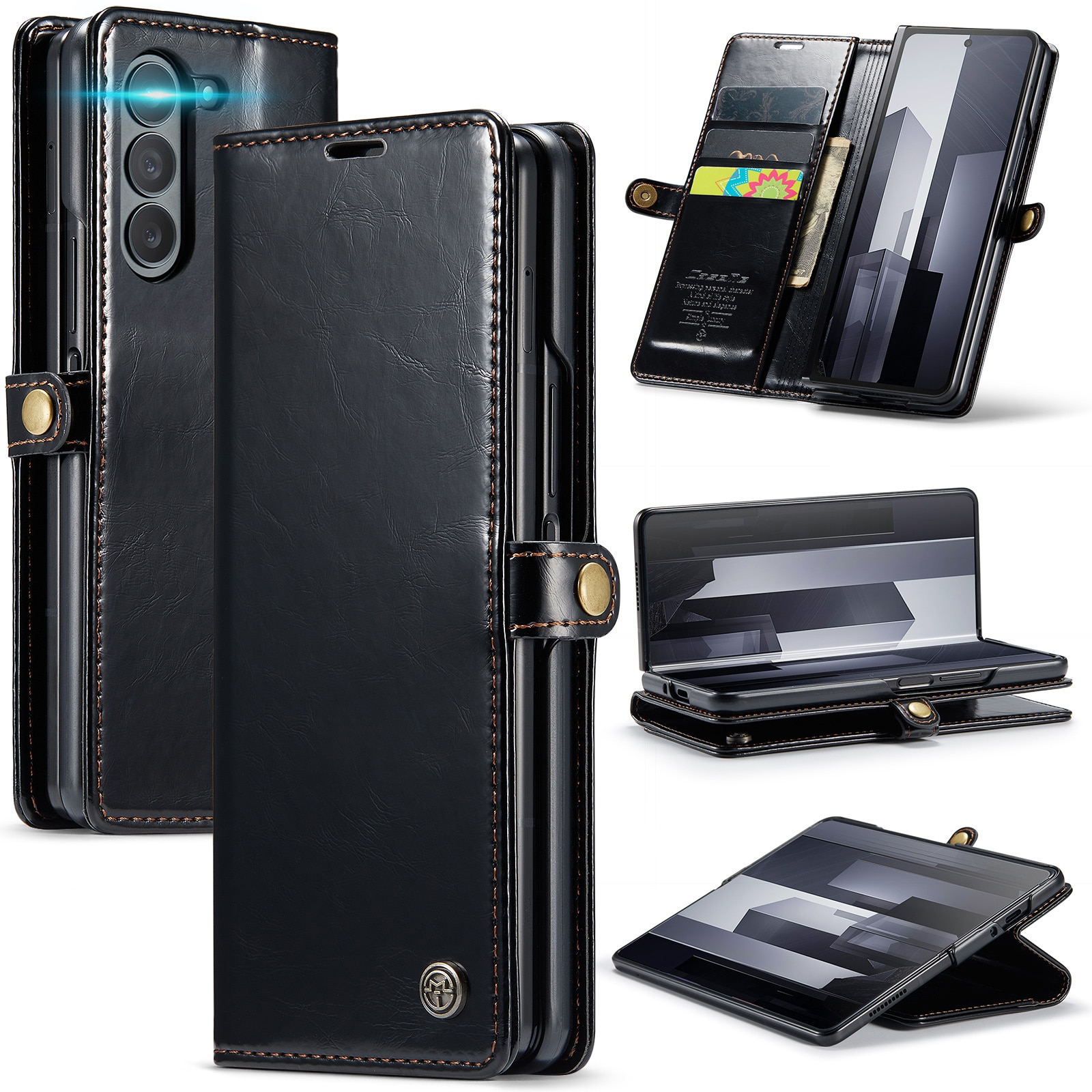 Funda de cuero Samsung Galaxy Z Fold 6 negro