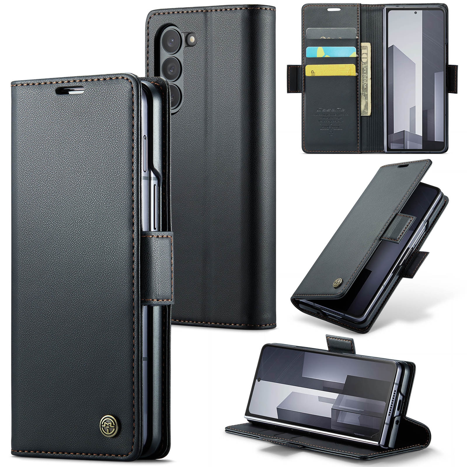 Funda delgada con solapa anti-RFID Samsung Galaxy Z Fold 6 negro