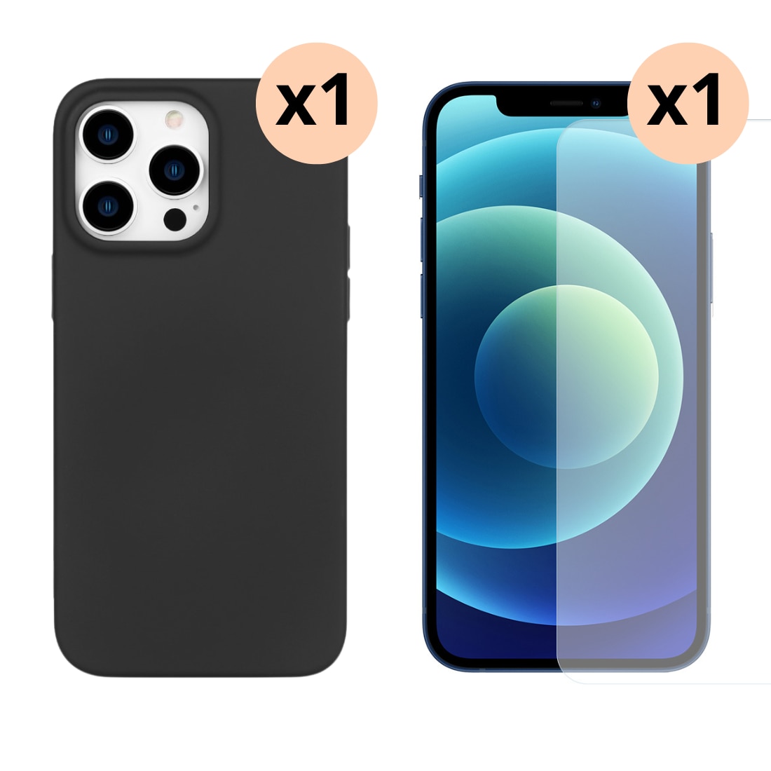 Kit para iPhone 14 Pro : Funda TPU y protector de pantalla