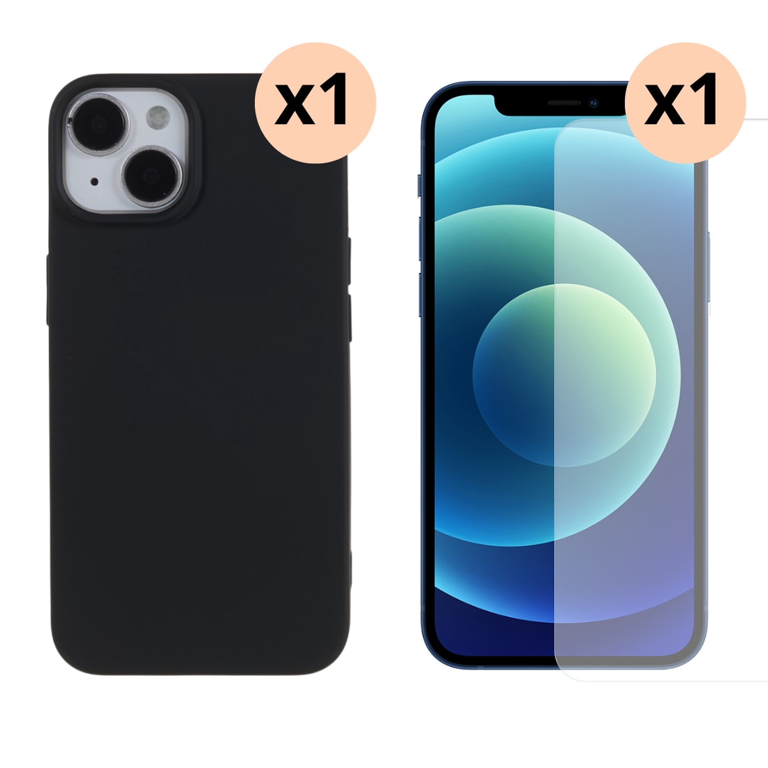 Kit para iPhone 14 : Funda TPU y protector de pantalla