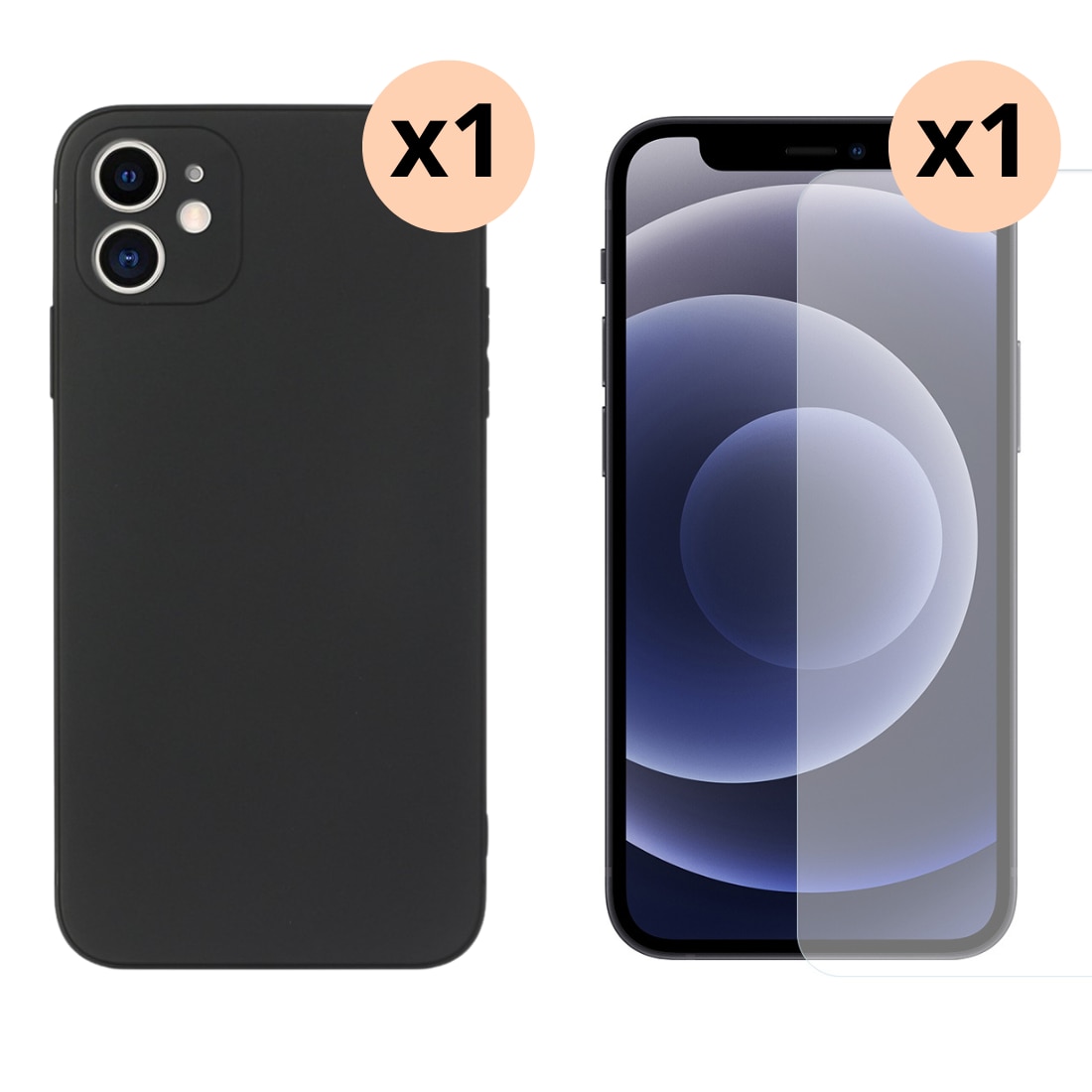 Kit para iPhone 13 : Funda TPU y protector de pantalla