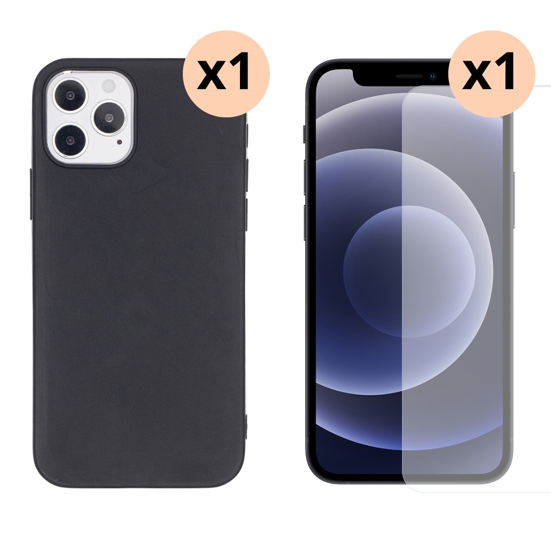 Kit para iPhone 12/12 Pro : Funda TPU y protector de pantalla