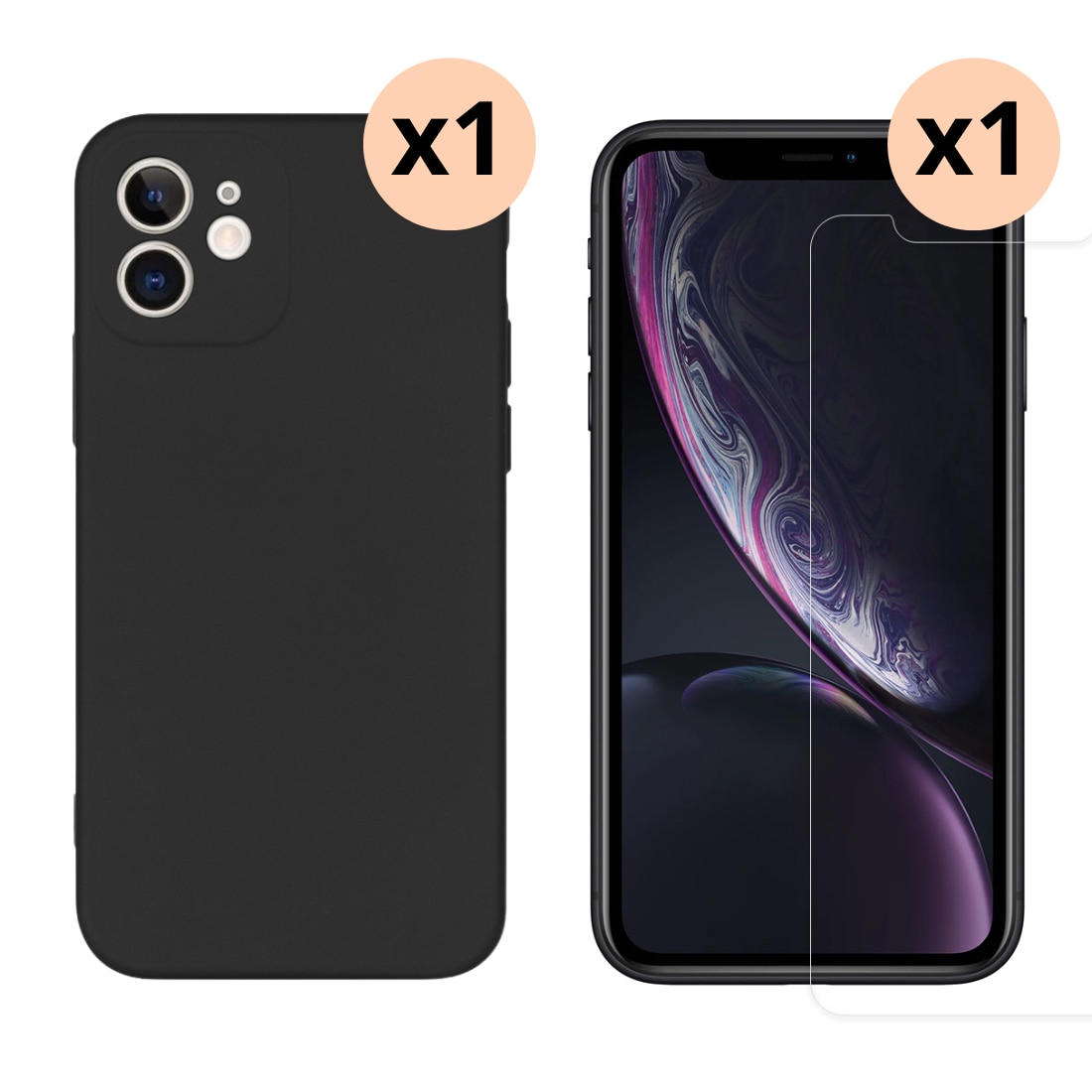 Kit para iPhone 11 : Funda TPU y protector de pantalla