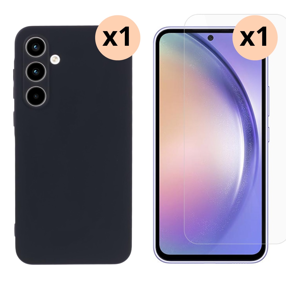 Samsung Galaxy A55 : Funda TPU y protector de pantalla