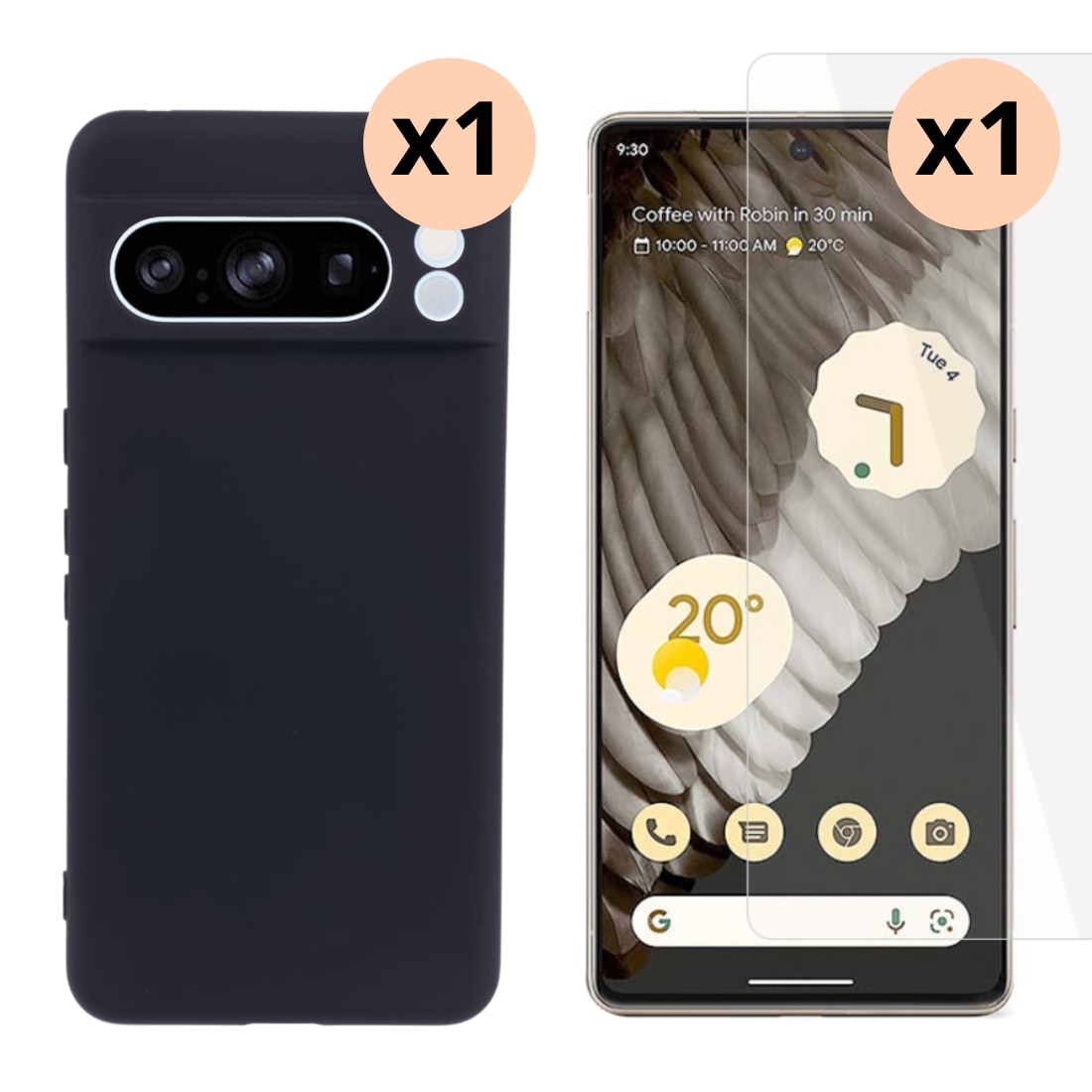 Google Pixel 8 Pro : Funda TPU y protector de pantalla