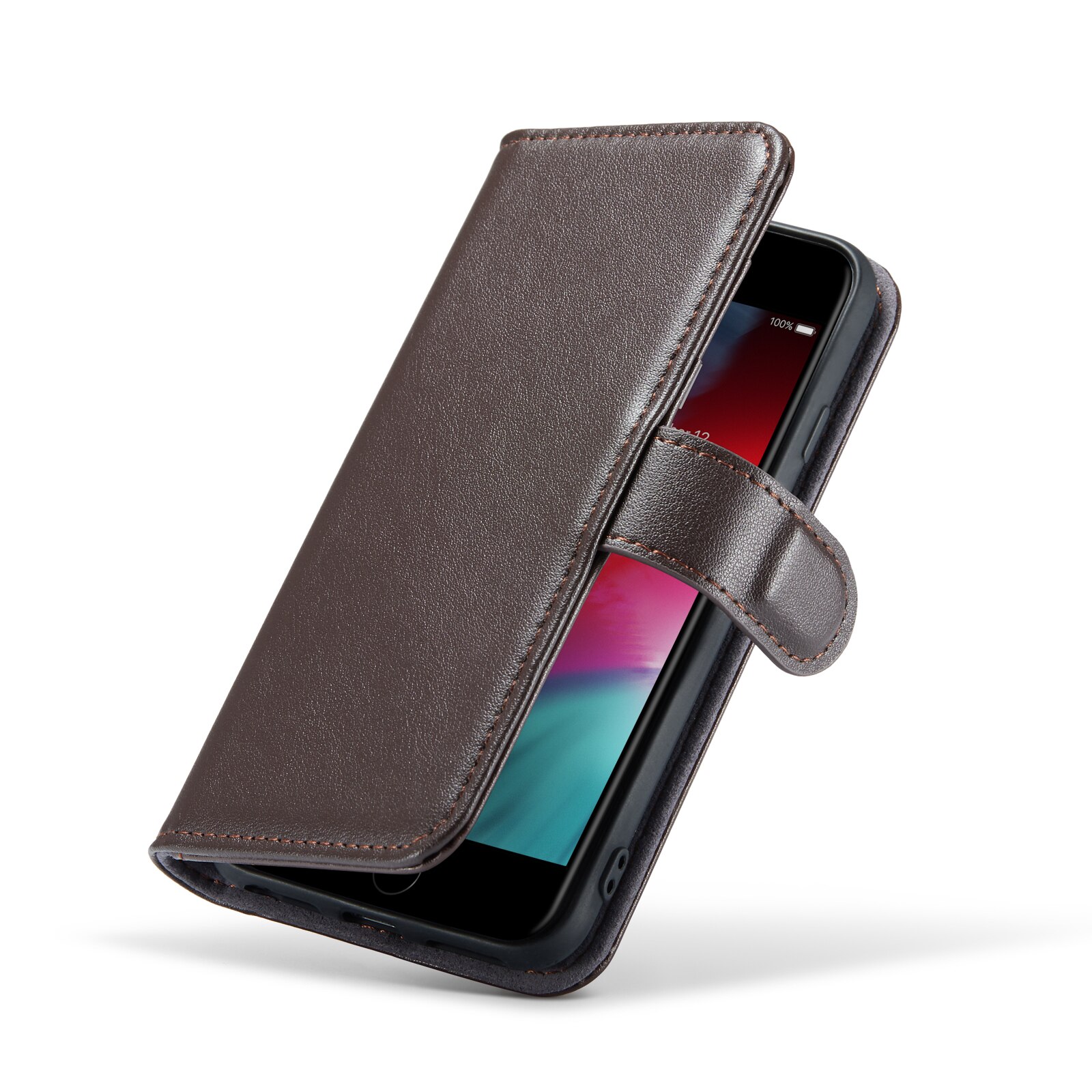 Funda de cuero genuino iPhone SE 2020, Marrón
