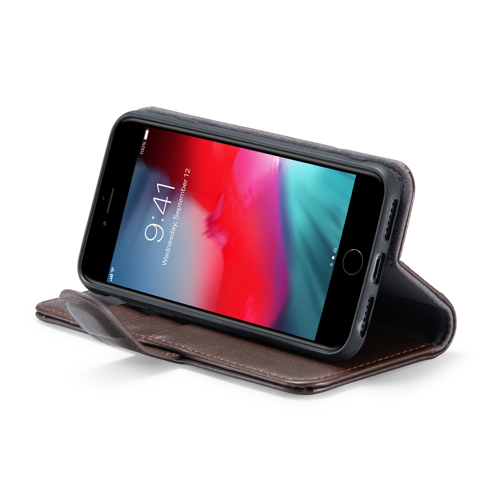 Funda de cuero genuino iPhone SE 2020, Marrón
