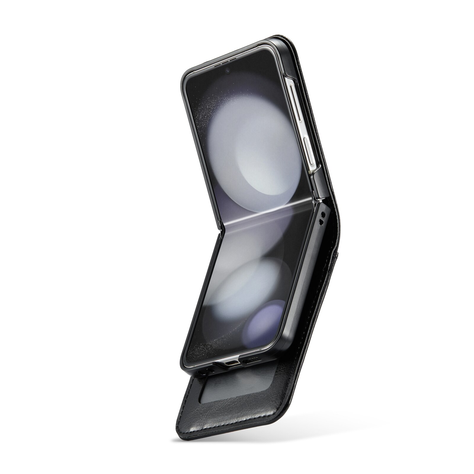 Funda de cuero genuino Samsung Galaxy Z Flip 5, negro