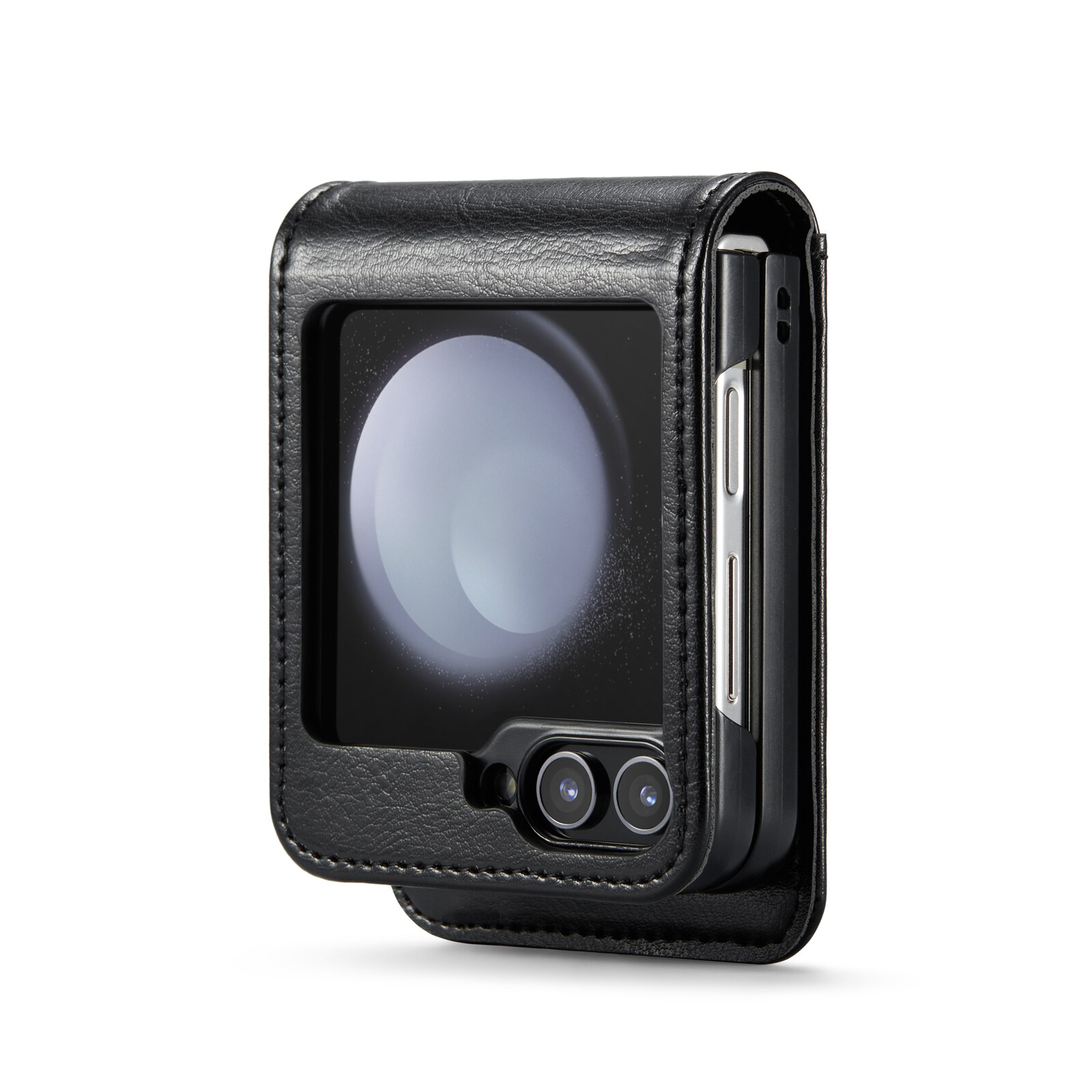 Funda de cuero genuino Samsung Galaxy Z Flip 5, negro