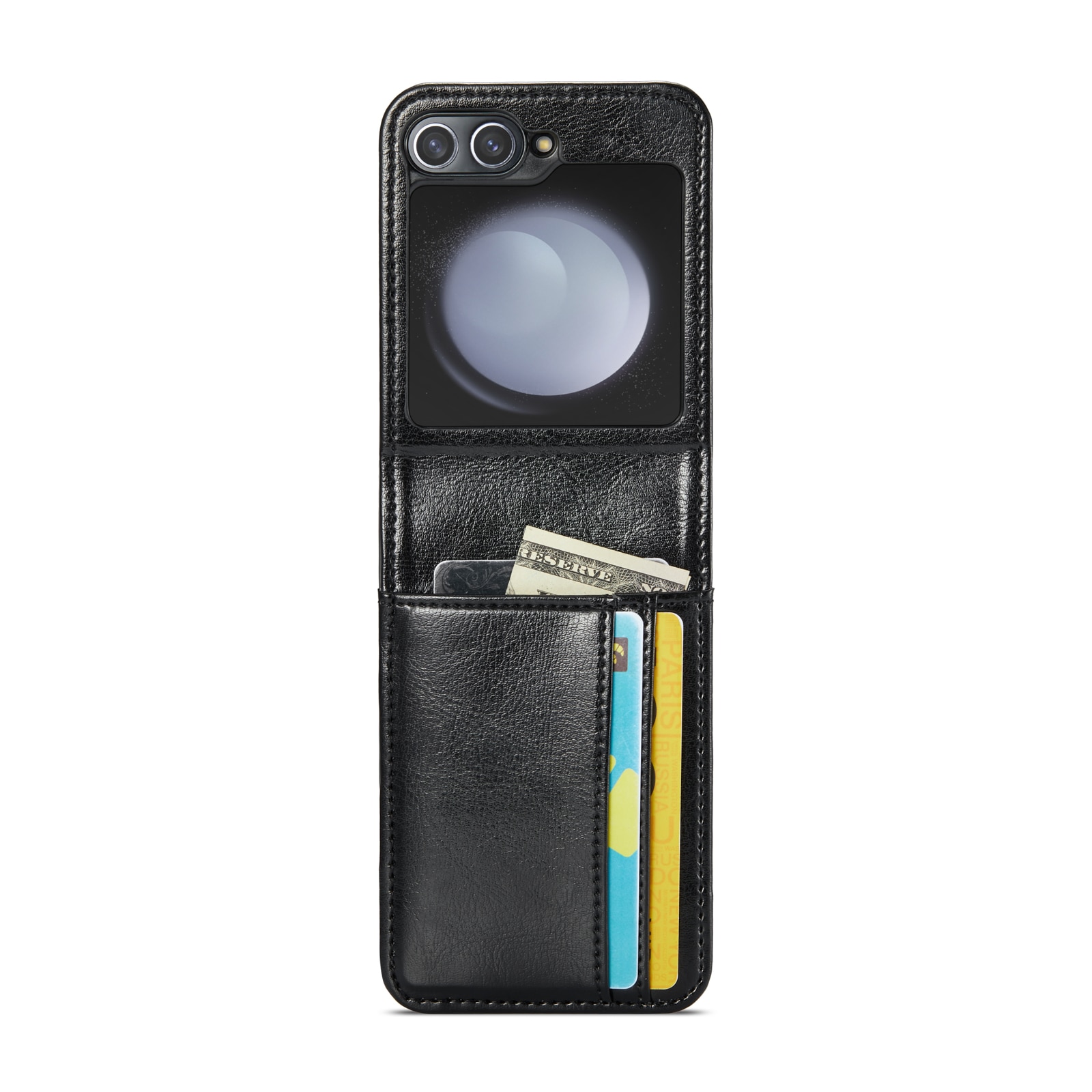 Funda de cuero genuino Samsung Galaxy Z Flip 5, negro