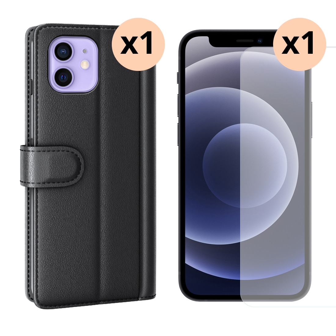 Kit para iPhone 11 : Funda cartera y protector de pantalla