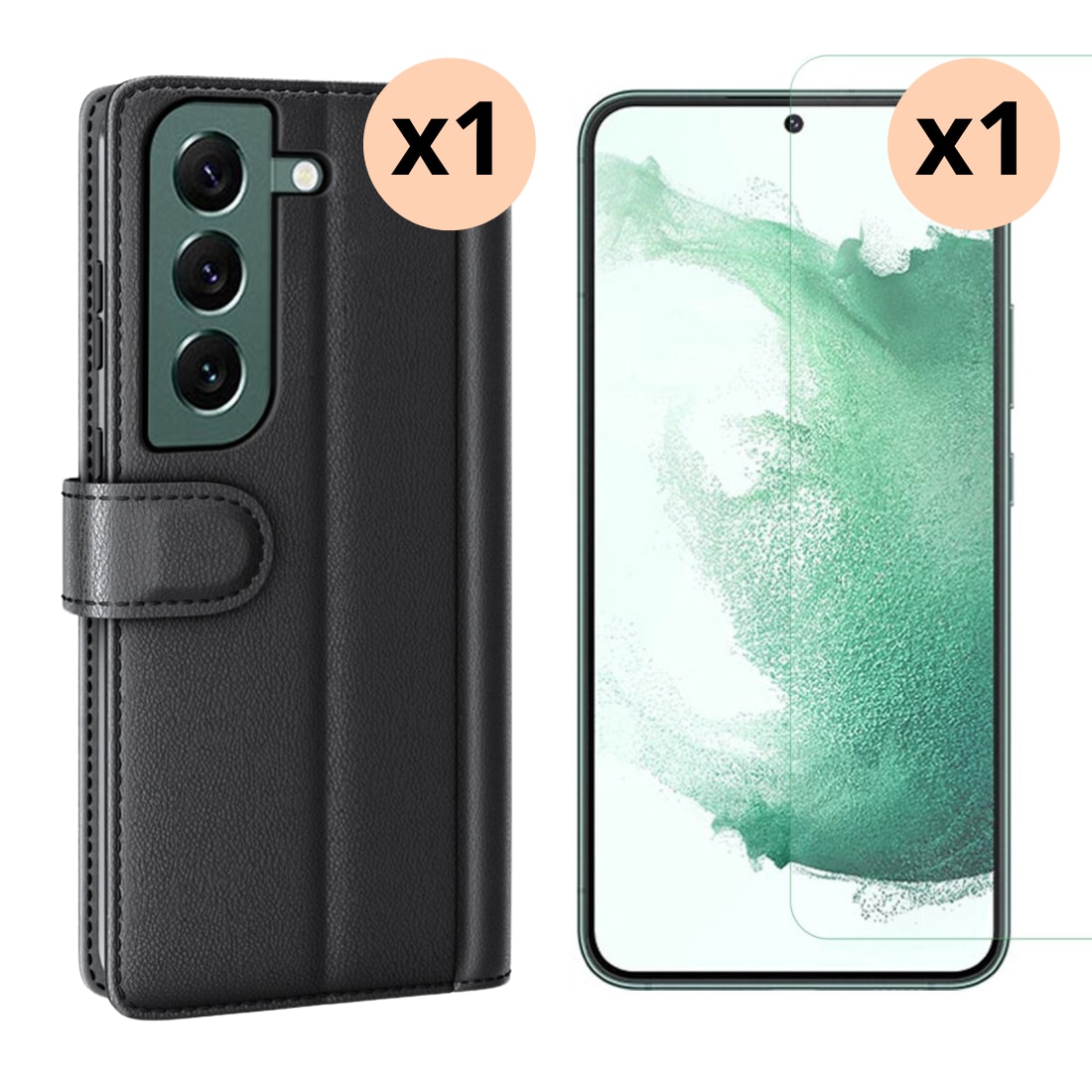 Kit para Samsung Galaxy S23 : Funda cartera y protector de pantalla