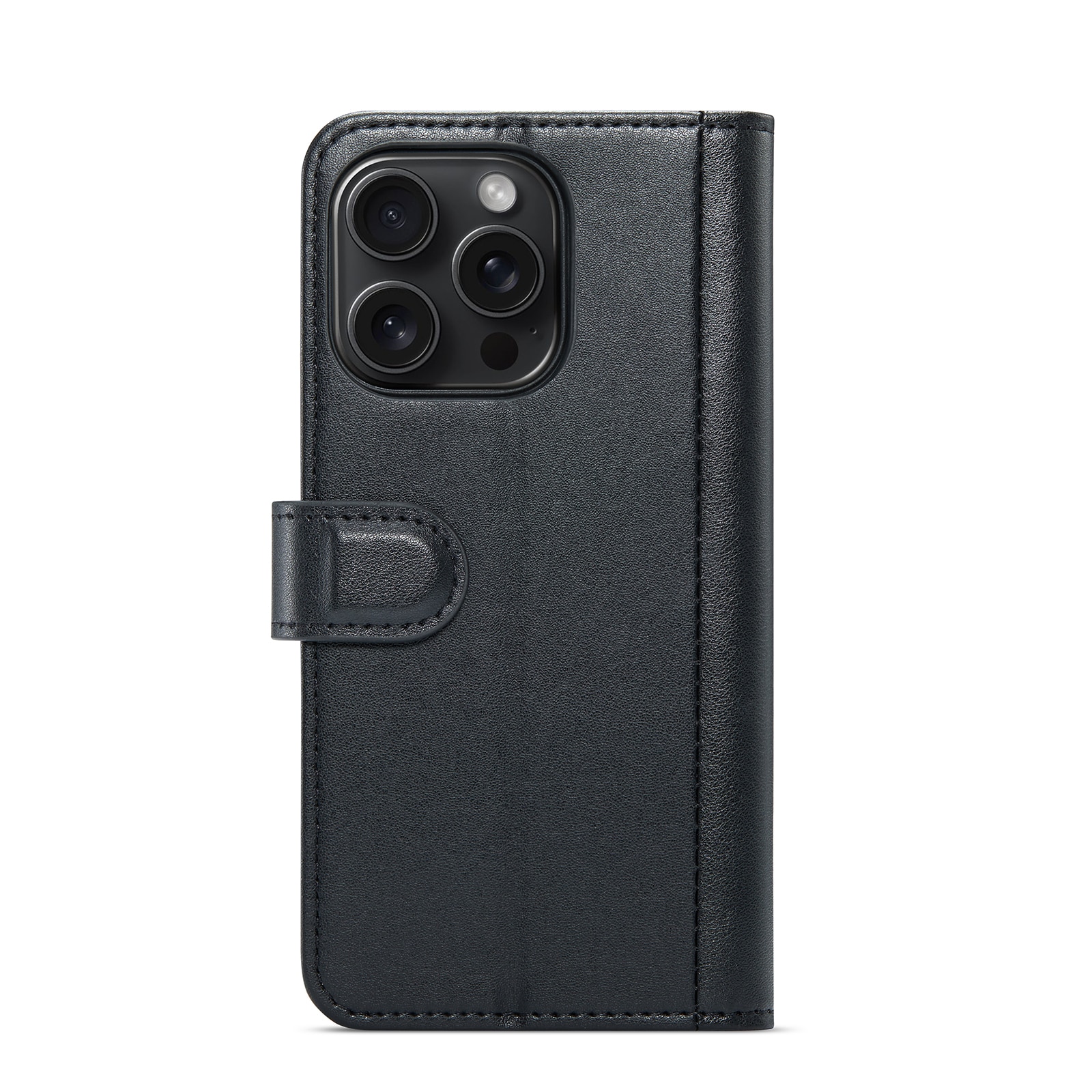 Funda de cuero genuino iPhone 16 Pro, Negro