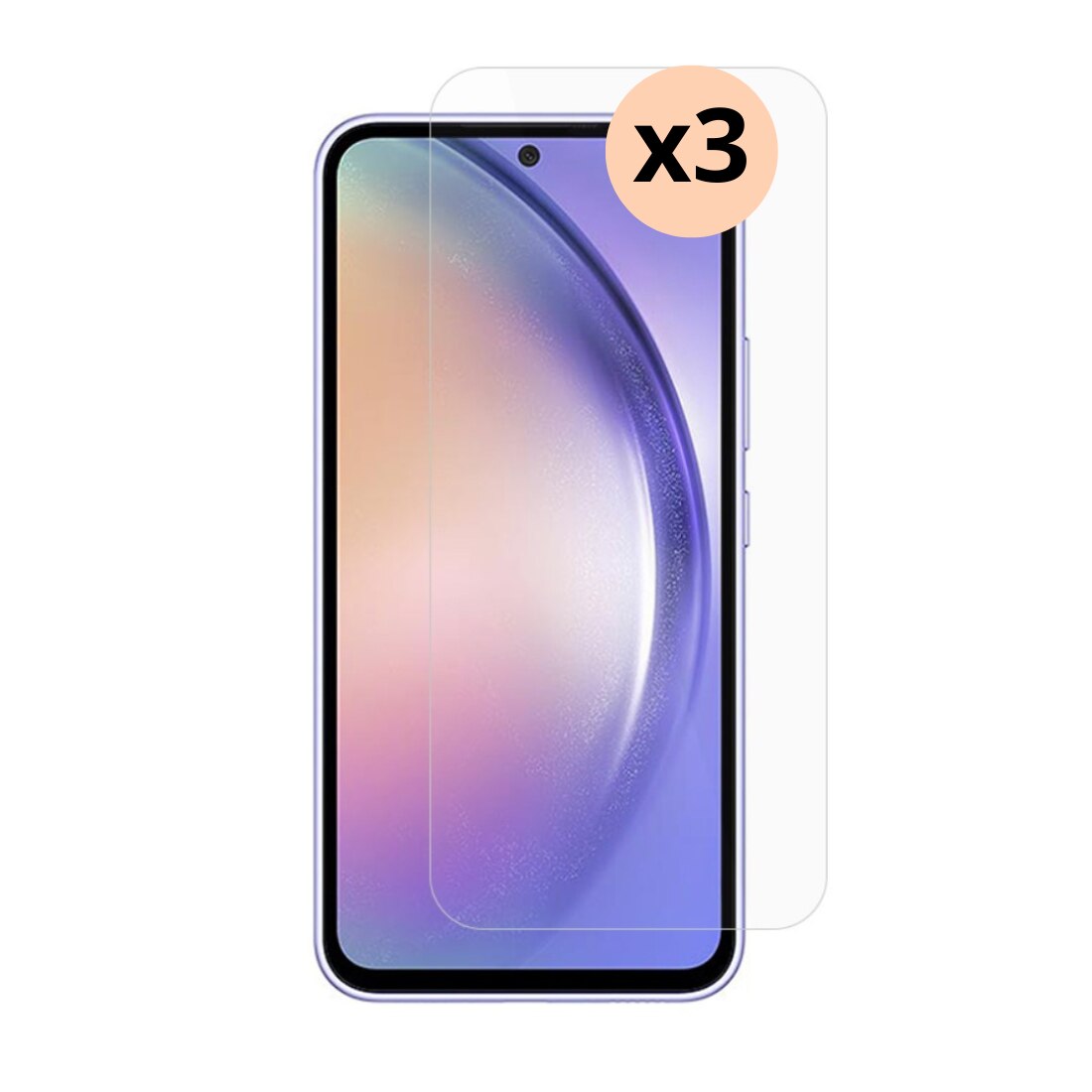 Kit para Samsung Galaxy A54, 3 piezas Protector de pantalla en cristal templado 0.3mm