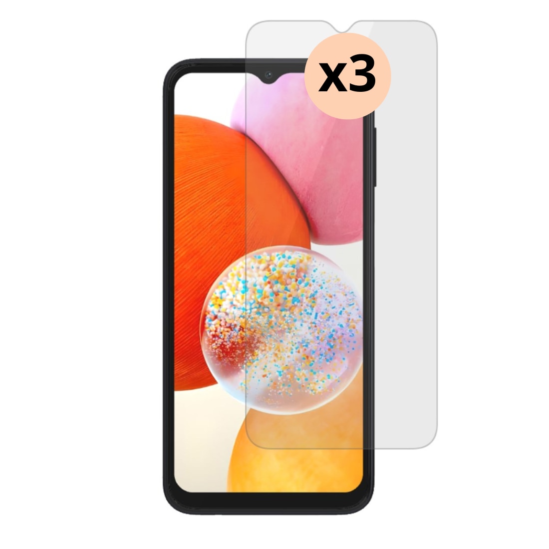 Kit para Samsung Galaxy A15, 3 piezas Protector de pantalla en cristal templado 0.3mm