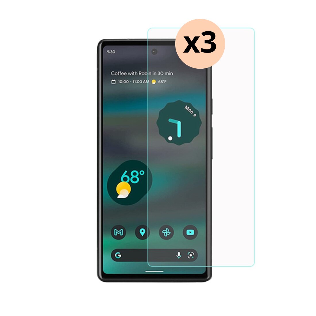 Kit para Google Pixel 7a, 3 piezas Protector de pantalla en cristal templado 0.3mm