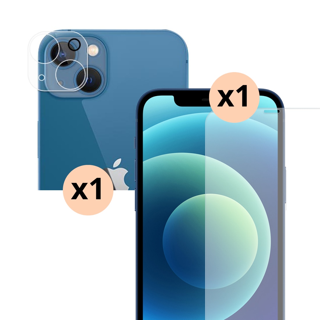 Protector de cámara y protector de pantalla en cristal templado para iPhone 14