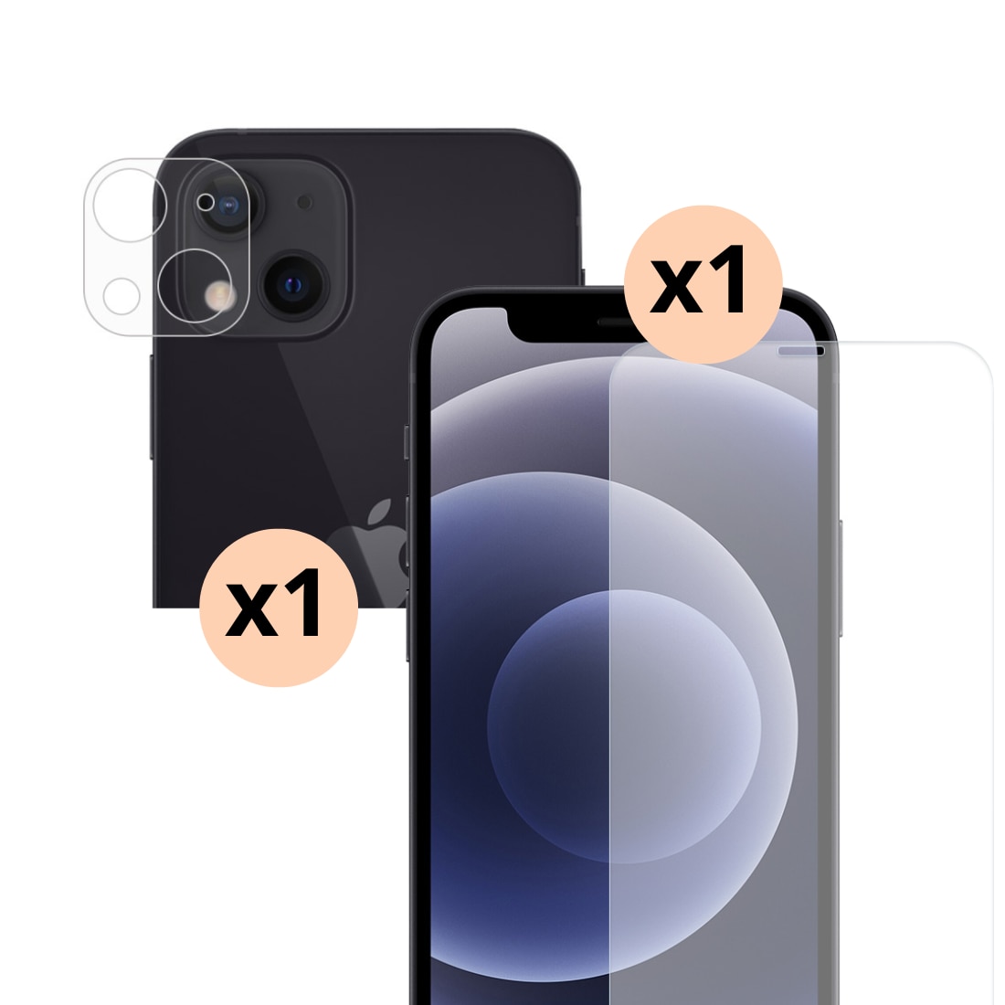 Protector de cámara y protector de pantalla en cristal templado para iPhone 13