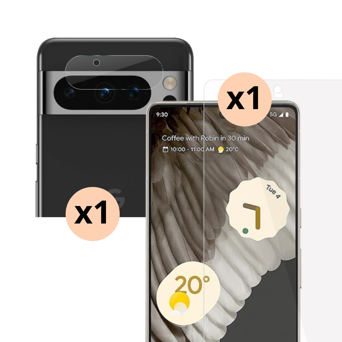 Protector de cámara y protector de pantalla en cristal templado para Google Pixel 8 Pro