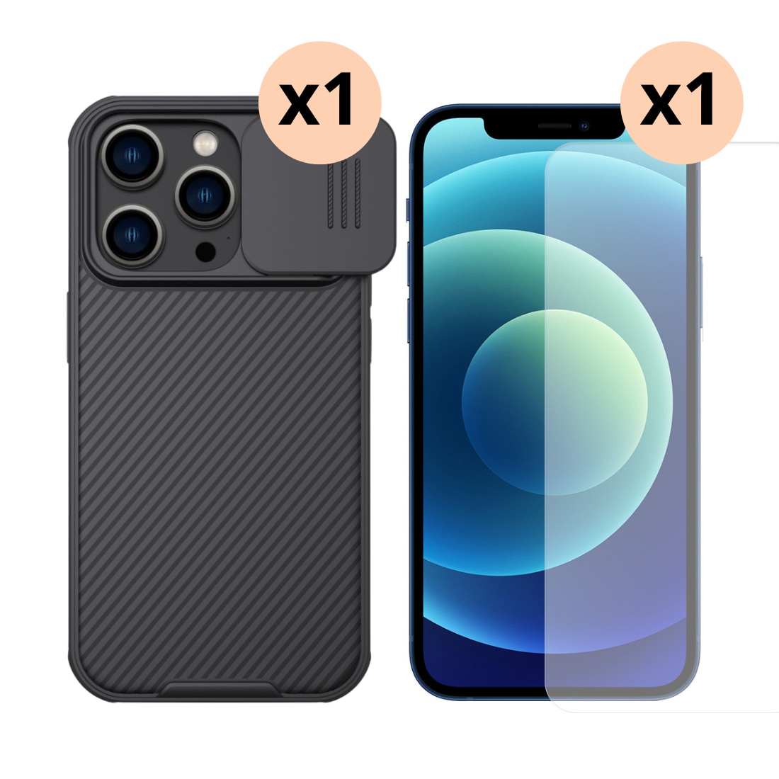 Kit para iPhone 14 Pro : Funda CamShield y protector de pantalla