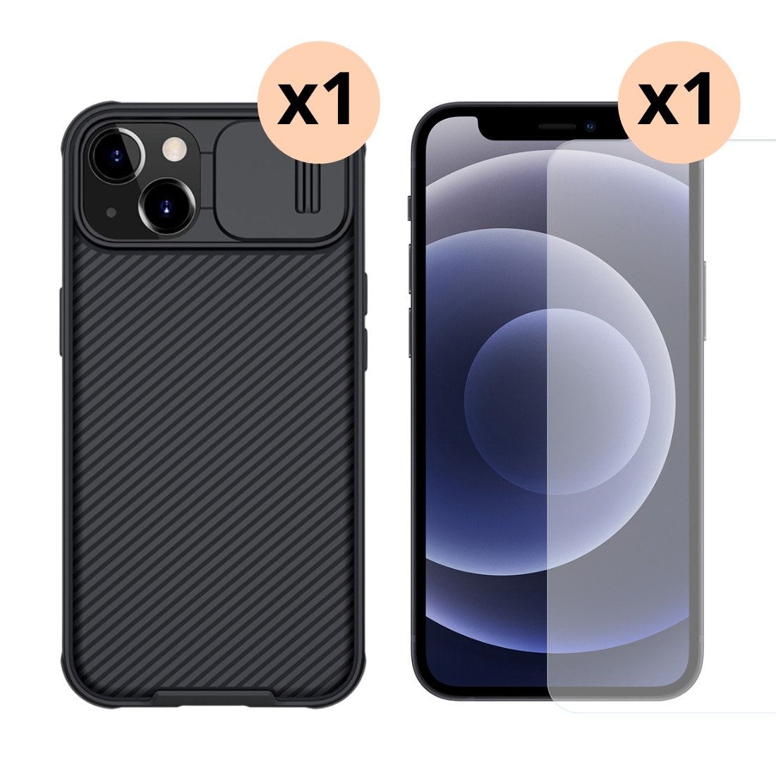 Kit para iPhone 13 : Funda CamShield y protector de pantalla