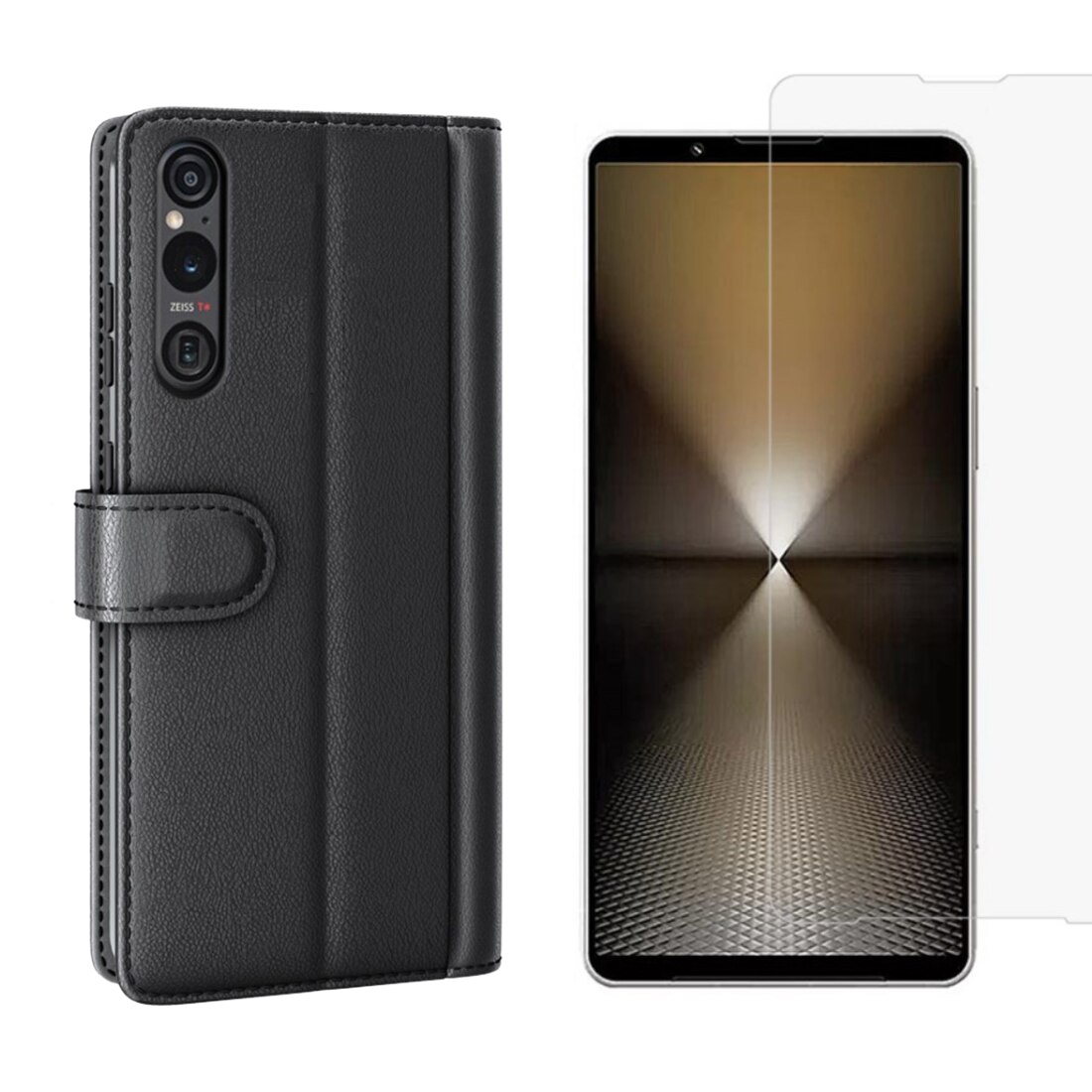 Kit para Sony Xperia 1 VI : Funda cartera y protector de pantalla