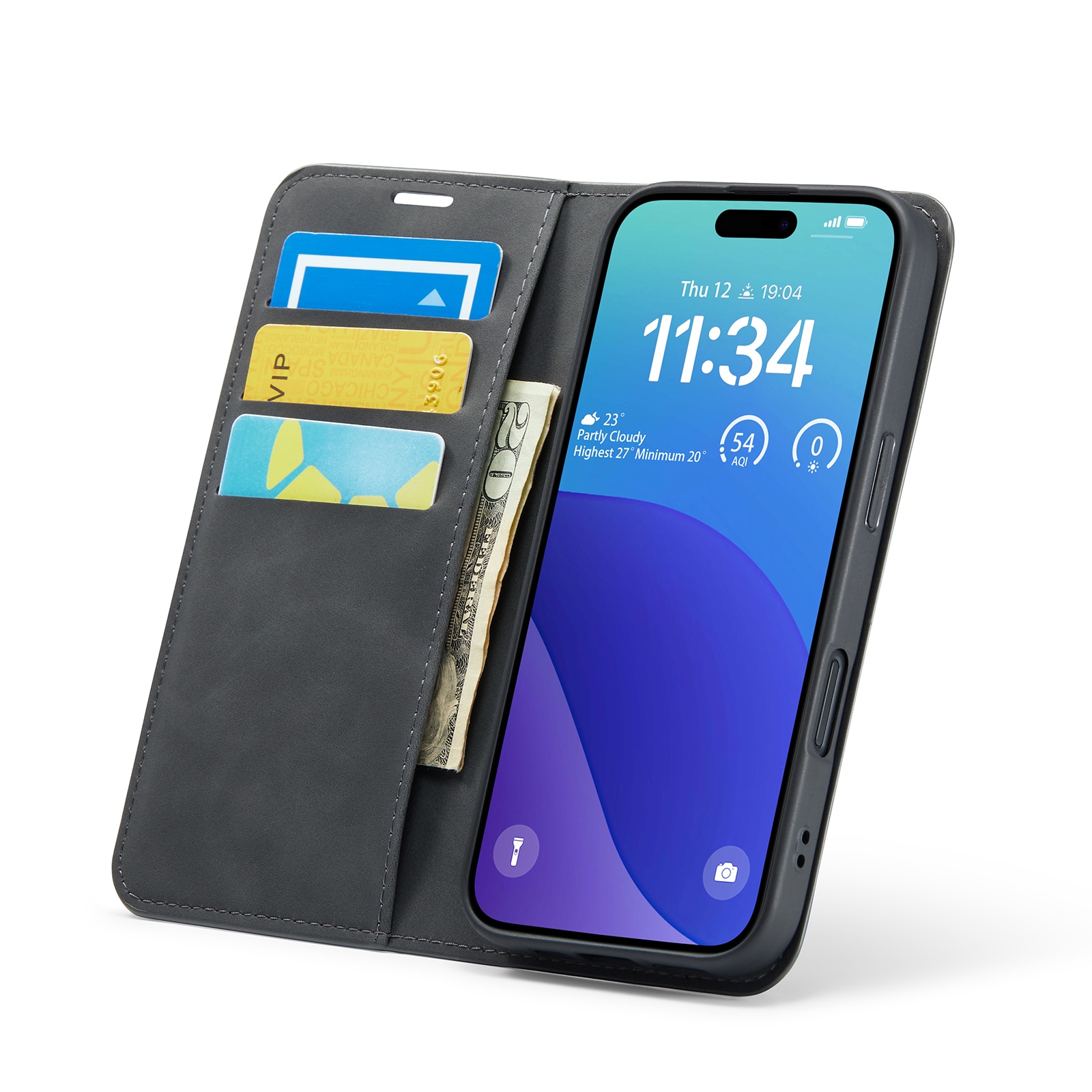 Funda delgada cartera iPhone 16 Pro Negro