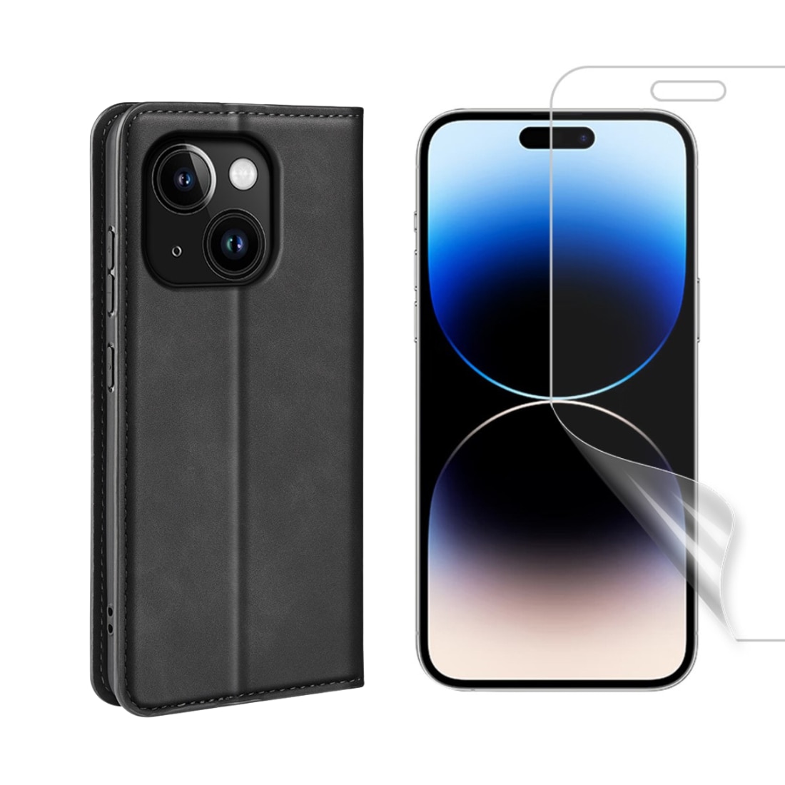 Kit para iPhone 15 : Funda cartera Delgada y protector de pantalla